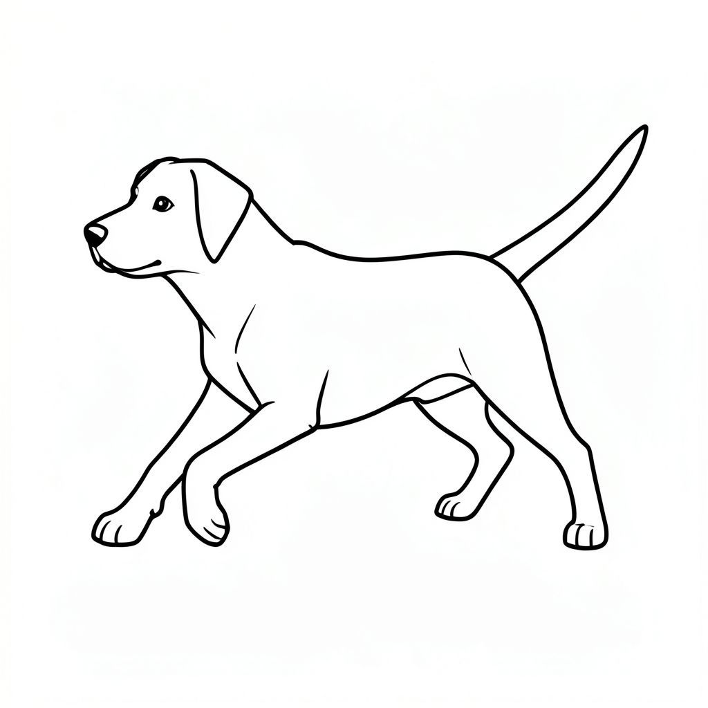 Tạo một hình minh họa vector của một cách điệu. Trọng tâm chính là nghệ thuật đường nét đen trắng sạch sẽ. nên được miêu tả trong một tư thế năng động, hơi góc - hãy nghĩ đến tư thế nghiêng về phía trước, truyền tải cảm giác chuyển động. Cơ thể của chó phải gần như hình tam giác, với một đường cong nhẹ đến cột sống.  Đầu phải hơi dài và biểu cảm.  Đường viền phải đặc biệt chính xác và khác biệt - các đường nét được xác định rõ ràng, không có độ dốc hoặc bóng mờ tinh tế. Hệ cơ bắp của nên được ngụ ý một cách tinh tế thông qua các đường nét, tránh bất kỳ chi tiết trực quan nào.  Duy trì độ tương phản cao giữa các đường màu đen và nền trắng. Nền phải là một không gian hoàn toàn trắng, liền mạch.  Tập trung vào hình dáng cân đối, dễ chịu - hình dạng của phải dễ nhận biết rõ ràng và thẩm mỹ.  Hình ảnh nên được làm phẳng - không tô đặc, không đổ bóng, không, chỉ rõ ràng, chính xác.  Nhấn mạnh vào tính thẩm mỹ tối giản.  Hãy nghĩ đến 'minh họa chó tối giản'.

**Những cân nhắc chính cho phong cách nghệ thuật vector:**

* ** Đường nét sắc nét: ** Hoàn toàn quan trọng.
* **Hình dạng hình học:** Hình dạng của chủ yếu nên được xác định bằng các hình dạng hình học đơn giản (hình tam giác, hình chữ nhật, v.v.).
* **Chi tiết hạn chế: ** Tránh bất kỳ bóng mờ tinh tế nào hoặc .
* **Tính liền mạch:** Nền trắng phải là một bề mặt liền mạch, liên tục.

---

Hãy cho tôi biết nếu bạn muốn tôi tinh chỉnh điều này thêm!, tranh tô màu đen trắng, phong cách lowbook, nghệ thuật đường nét, đơn sắc, không màu, không đổ bóng, không xám, không tô màu, nền trắng, chỉ phác thảo, phong cách vector, thiết kế phẳng, 2d