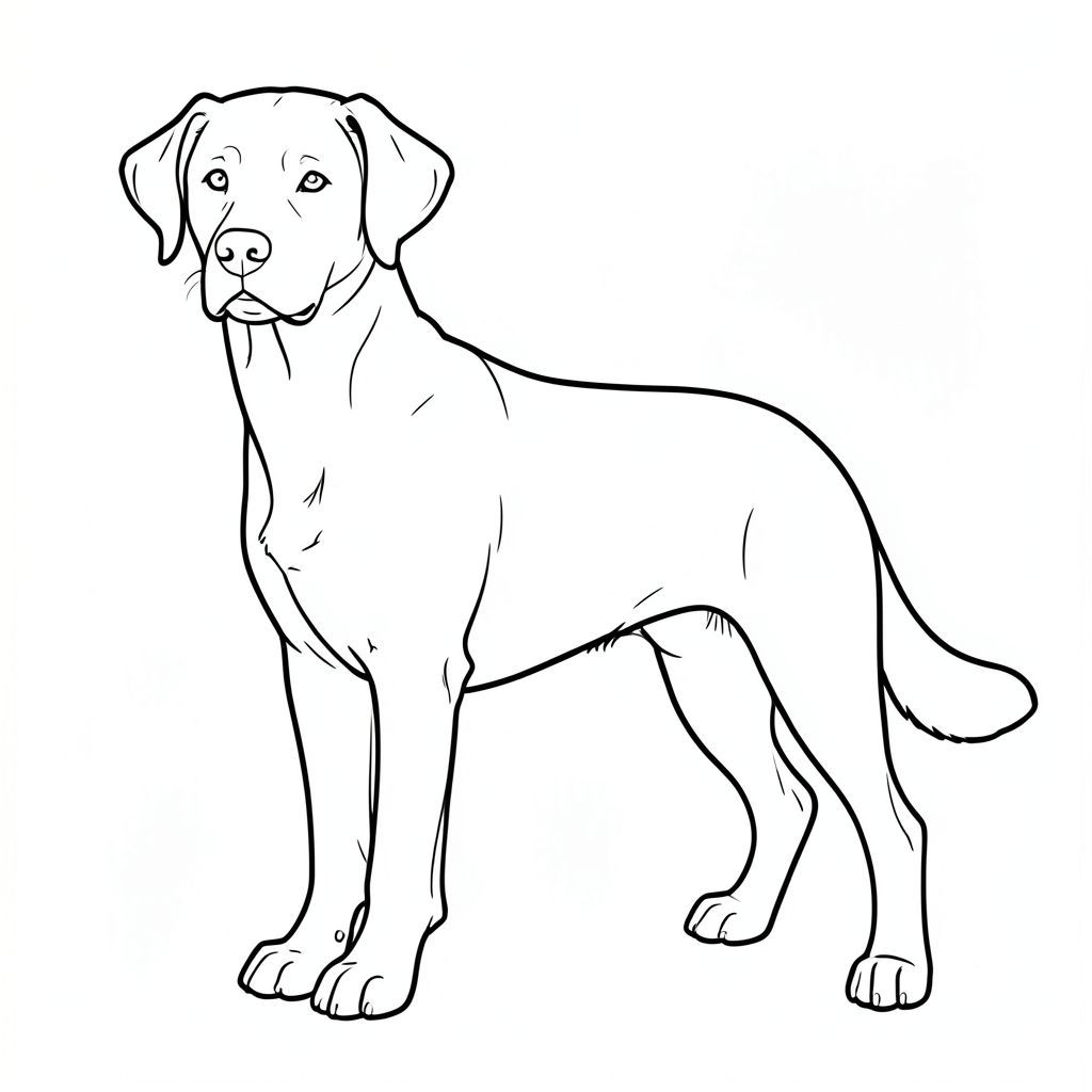 "Tạo một hình minh họa vector duy nhất, rất chi tiết về một. Đối tượng là một được kết xuất hoàn hảo, trông tự nhiên. Tập trung vào độ chính xác giải phẫu - đảm bảo mọi xương và cơ được xác định rõ ràng trong hình bóng. phải là giống chó cỡ trung bình (chỉ định giống nếu muốn - ví dụ: Labrador Retriever, Greyhound).  Hình bóng phải được làm phẳng hoàn toàn và không có bất kỳ chất độn, bóng mờ hoặc .  Hình minh họa phải có nền trắng đậm, đậm với độ tương phản tối thiểu.  Nhấn mạnh vào các đường nét chính xác và tính thẩm mỹ tự tin, sạch sẽ.  Hãy nghĩ đến phong cách nghệ thuật vector cổ điển - lớn, táo bạo và có tác động."

**Những cân nhắc chính cho phong cách nghệ thuật vector:**

* **Trọng lượng dòng: ** Trọng lượng đường cực cao - các đường phải dễ dàng phân biệt.
* ** Định nghĩa hình dạng: ** Các cạnh sắc nét, xác định.
* **Không gian âm: ** Không gian âm tối thiểu xung quanh đối tượng.
* **Bảng màu:** Trung tính – chủ yếu là màu trắng, có khả năng tạo ra các biến thể đơn sắc, tinh tế trong nền (nếu có).

---

Hãy cho tôi biết nếu bạn muốn tôi tinh chỉnh thêm điều này (ví dụ: chỉ định giống, tư thế hoặc nền)., trang tô màu đen trắng, phong cách lowbook, nghệ thuật đường nét, đơn sắc, không màu, không đổ bóng, không xám, không tô màu, nền trắng, chỉ phác thảo, kiểu vector, thiết kế phẳng, 2d