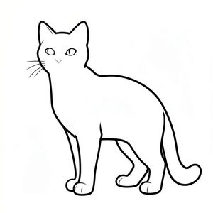 ** Chủ đề: ** Mèo đơn - Chỉ hình bóng.

** Phong cách: ** Nghệ thuật vector, đường nét đậm, độ tương phản cao.

**Chi tiết:**

* **Thành phần: ** Một con mèo đơn được kết xuất hoàn hảo.
* **Giải phẫu: ** Giải phẫu chính xác và tự nhiên.  Tập trung vào một tư thế hơi thoải mái, trang nghiêm.  Vai nên hơi nghiêng.  Chân phải thẳng và cân đối.  Một đường cong tinh tế đến cột sống là mong muốn.
* ** Trọng lượng dòng: ** Các đường cực đậm, dày.  Nhấn mạnh vào các cạnh sắc nét và đường viền xác định.
* **Màu sắc:** Đường màu đen tuyền.  Không đổ bóng, chuyển màu hoặc .
* **Nền:** Nền trắng, đồng nhất.  Không có sự chuyển màu hoặc chuyển màu có thể nhìn thấy được.
* **Hình dạng: ** Một hình bóng hoàn chỉnh, không bị phá vỡ.  Không lấp đầy, không đổ bóng, không nở, không có bất cứ điều gì.  Con mèo nên là yếu tố duy nhất.
* **Cảm giác tổng thể: ** Tối giản, thanh lịch và chính xác.  Nhấn mạnh vào hình thức và hình bóng.  Cảm giác vượt thời gian và tinh tế.

** Từ khóa: ** Hình bóng, Nghệ thuật Vector, Đường in đậm, Độ tương phản cao, Đen trắng, Mèo đơn, Giải phẫu, Chính xác, Sạch sẽ, Minh họa phẳng, Tối giản.

---

Hãy cho tôi biết nếu bạn muốn tôi tinh chỉnh điều này thêm!, tranh tô màu đen trắng, phong cách lowbook, nghệ thuật đường nét, đơn sắc, không màu, không đổ bóng, không xám, không tô màu, nền trắng, chỉ phác thảo, phong cách vector, thiết kế phẳng, 2d