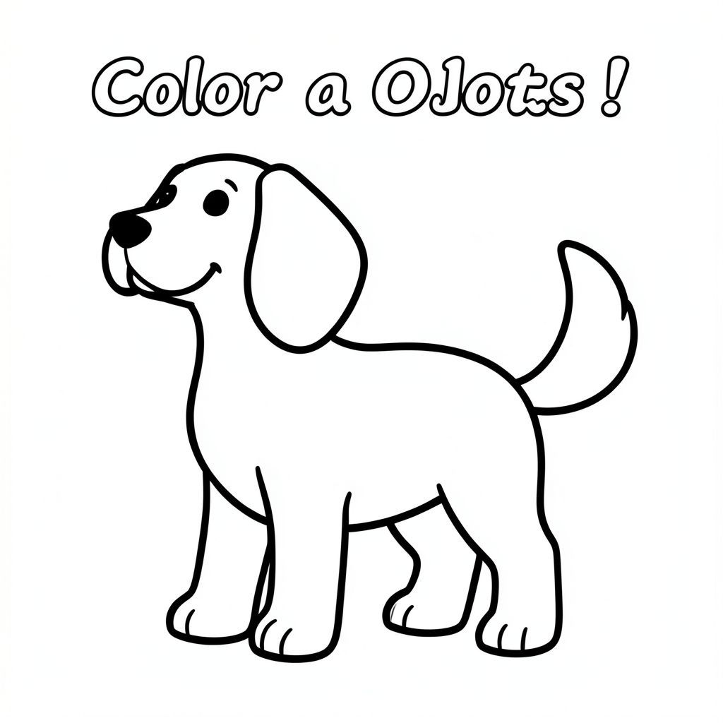 **Tô màu cho một chú chó hạnh phúc!**

Vẽ một đơn giản với đôi tai mềm và cái đuôi vẫy vẫy. Sử dụng các đường đậm, rõ ràng để tạo hình dạng của nó. Nền là màu trắng tinh khiết, sáng. Không đổ bóng - chỉ cần các đường nét đơn giản, sạch sẽ! Đó là một bản vẽ theo phong cách hoạt hình!, trang tô màu đen trắng, phong cách lowbook, nghệ thuật đường nét, đơn sắc, không màu, không đổ bóng, không xám, không điền, nền trắng, chỉ phác thảo, phong cách vector, thiết kế phẳng, 2d