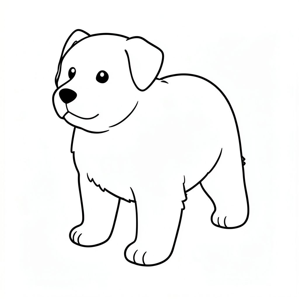 Đen và trắng. Một hình bóng chó lông tơ duy nhất, hơi nghiêng về phía trước, ở giữa. Cơ thể của chủ yếu là hình trụ, với một đường cong nhẹ nhàng xác định hình dạng của nó. Chân ngắn và hơi góc cạnh, kết thúc bằng bàn chân được xác định một cách tinh tế bởi một hình dạng tròn, nhẹ nhàng. Ngực hình tam giác tinh tế, tạo cảm giác dốc thoai thoải. Đầu là hình bầu dục đơn giản, hơi dài, tập trung vào đường viền hàm và đường cong của mũi. Đôi mắt nhỏ, hình quả hạnh và nằm ở vị trí cao hơn mũi một chút. Tai nhỏ và hình tam giác, nằm ở đỉnh đầu. Mặt sau là sự tiếp nối của hình dạng cơ thể, gợi ý một cách tinh tế về một đường cong nhẹ. Bàn chân có hình dạng đơn giản, tròn. Toàn bộ bố cục là tối giản, nhấn mạnh các hình thức cơ bản của. Một chất lượng tuyến tính, tinh tế xác định đường viền hình dạng của. Nền là một mặt phẳng rắn, không màu. Độ phân giải cao, chi tiết sắc nét là rất quan trọng., trang tô màu đen trắng, phong cách lowbook, nghệ thuật đường nét, đơn sắc, không màu, không bóng, không xám, không tô màu, nền trắng, chỉ phác thảo, phong cách vector, thiết kế phẳng, 2d