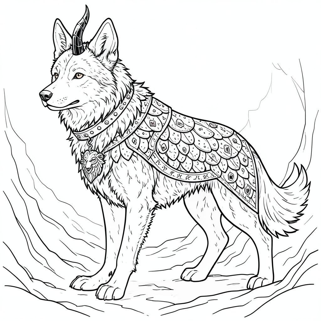 hãy tạo ra một khái niệm cho một bản phác thảo nghệ thuật thủ công của một. Đây là một mô tả, nhằm hướng đến một cảm giác khí quyển với cảm giác ma thuật cổ xưa: Ấn tượng tổng thể: Hình ảnh là một hình bóng khổng lồ, hơi trầm ngâm của một sói - hãy nghĩ đến một sói lai bằng đồng - được thể hiện bằng nghệ thuật đường nét đen trắng nhiều lớp. Nó giống như một người bảo vệ, bị phong hóa và mạnh mẽ, hơn là một người bạn đồng hành vui tươi. Nền là một vòng xoáy, tắt tiếng, gợi ý một sàn rừng cổ kính rộng lớn. : Đối tượng chính là một sói, có kích thước gần bằng một con ngựa chiến lớn. Cơ thể của nó được xây dựng mạnh mẽ, cơ bắp và được bao phủ bởi một bộ lông than dày đặc, với các hoa văn phân nhánh tinh tế có thể nhìn thấy trong bóng tối.  Nó không còn nguyên sơ; Có cảm giác tuổi tác và hao mòn, với những vết nứt tinh tế và khuyết điểm trên lông. Đầu thon dài, với mõm hơi dẹt và đôi mắt thông minh, cảnh giác - một màu hổ phách dường như nắm giữ một kiến thức cổ xưa.  Một chiếc sừng xoắn ốc duy nhất, được chế tác từ thứ dường như là obsidian được đánh bóng, nhô lên từ đỉnh đầu của nó, bắt được ánh sáng tinh tế, rung động.  Đuôi của nó dài và dày, kết thúc bằng một chùm lông rách rưới hơi nhuối, gần giống như một . Áo giáp và đồ trang trí: được khoác lên mình một bộ giáp nhiều lớp, gần như hỗn loạn. Nó không bóng bẩy hay lấp lánh. Thay vào đó, bộ giáp được xây dựng từ các vảy chồng lên nhau của, đá phiến, được khắc bằng chữ rune mờ nhạt - những chòm sao nhỏ, chấm thay đổi một cách tinh tế.  Những viên đá quý nhỏ, nhiều mặt - thạch anh khói và ngọc hồng lựu giống như , được nhúng vào trong vảy, bắt và tạo ra một hoa văn đứt gãy, đầy mê hoặc.  Xung quanh gốc cổ của nó, một cổ da dày, đính đá - màu của đồng già - kéo dài xuống góc.  Một chiếc trâm cài hình con sói khổng lồ, được chạm khắc phức tạp - được chế tác từ xương bóng bẩy và đá hắc thạch - được ghim vào ngực của nó, che khuất một phần sừng.  Các chi tiết nhỏ, chạm khắc - mô tả những con sói cách điệu và dây leo xoáy - tô điểm cho các cạnh của áo giáp. Bối cảnh và bầu không khí: Hậu cảnh bị chi phối bởi một khu rừng sương mù - chủ yếu là các sắc thái của đá phiến, than củi và rêu.  Những cây cổ thụ và gồ ghề, với những cành vươn tới như những ngón tay xương.  Một vũng nước nhỏ, tù đọng phản chiếu sự mờ nhạt, và không khí dường như lấp lánh với một sức nóng nhẹ, gần như không thể nhận thấy.  Hiệu ứng tổng thể là cảm giác tĩnh lặng sâu sắc và sức nặng thời gian có thể sờ thấy được.  Có những đường viền tinh tế, ma quái của một bàn thờ đá đổ nát được nhúng một cách tinh tế ở phía trước. Phong cách nghệ thuật đường nét: Đường nét lỏng lẻo và biểu cảm, với cảm giác hơi không đồng đều, gần như vẽ tay. Nó không hoàn toàn mượt mà; Có những thay đổi tinh tế về độ dày và áp lực mang lại cho nghệ thuật đường nét cảm giác tuổi tác và .  Các đường nét không hung hăng; Chúng chảy và cong một cách hữu cơ, nhấn mạnh bản chất hoang dã, mạnh mẽ của.  Nhấn mạnh vào sự tương tác của và, tạo ra chiều sâu và bí ẩn. Tâm trạng tổng thể: Cảm giác uy nghiêm và quyền lực yên tĩnh. không phải là bất cứ thứ gì, nhưng nó là một sự hiện diện mạnh mẽ, cổ xưa, một người bảo vệ thầm lặng của một điều gì đó quan trọng. Đó là một đại diện trực quan của sức bền và kết nối với một thời đại bị lãng quên.

---

Tôi đã tập trung vào việc tạo ra cảm giác chi tiết và bầu không khí nhiều lớp.  Để giúp tôi tinh chỉnh điều này hơn nữa, bạn có thể cho tôi biết:

* Có loại yếu tố giả tưởng cụ thể nào mà bạn muốn nhấn mạnh không?, tranh tô màu đen trắng, phong cách lowbook, nghệ thuật đường nét, đơn sắc, không màu, không đổ bóng, không xám, không tô màu, nền trắng, chỉ phác thảo, phong cách vector, thiết kế phẳng, 2d