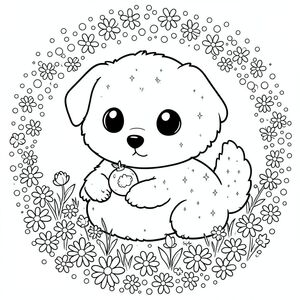 ! Đây là những gì tôi đã gợi lên cho bạn...    Chúng tôi có một nhỏ, nép mình trong một cánh đồng hoa cúc nhỏ xíu màu sắc. Đó là một nhỏ, gần giống như một chú mèo con lông tơ. Đầu của nó rất lớn, một vòng tròn tròn hoàn hảo, với đôi mắt to, ngây thơ – một hiền lành, .  Mũi là một nút nhỏ, đầy đặn.

Cơ thể của nó là một hình chữ nhật tròn, mềm, màu kem, với một đường cong hơi không đều. Nó được giấu vào một đám mây nhỏ, lông tơ của một cái đuôi, cũng.

Những tia sáng lấp lánh nhỏ xíu nằm rải rác trên bộ lông của nó - giống như bụi sao.  Chúng nhỏ, không đồng đều và gần như hỗn loạn, nhưng hoàn toàn cân bằng. 

Nó đang cầm một quả việt quất duy nhất, hoàn hảo, nép mình trong bàn chân của nó. Quả việt quất là một , gần như , và có một đường viền nhỏ màu trắng tinh tế. 

Một chiếc chuông duy nhất, nhỏ, được hình thành hoàn hảo, nép mình bên cạnh nó, bắt được . 

Toàn bộ mọi thứ được đóng khung bởi một hoa văn xoáy tinh tế, của các chấm bi nhỏ, chồng lên nhau trong màu , .  Nó rất đơn giản, gần như tối giản, nhưng các hoa văn tạo thêm nét thú vị, hay thay đổi. 

Nó chỉ là... đáng yêu.  Hãy nghĩ về một giấc mơ nhỏ bé, hoàn hảo.

Bạn có thích sự rung cảm này không? Bạn có muốn tôi điều chỉnh bất cứ điều gì không? 😊 , trang tô màu đen trắng, phong cách lowbook, nghệ thuật đường nét, đơn sắc, không màu, không đổ bóng, không xám, không điền, nền trắng, chỉ phác thảo, phong cách vector, thiết kế phẳng, 2d