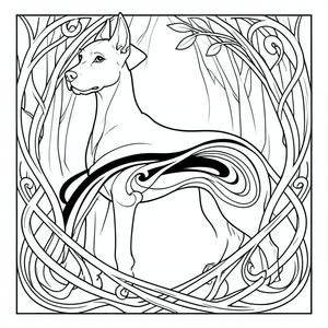 đây là mô tả về hình minh họa chó Art Nouveau, được chế tạo để đáp ứng thông số kỹ thuật của bạn. Tôi đã tập trung vào việc gợi lên tinh thần của Alphonse Mucha, ưu tiên dòng chảy, trang trí và cảm giác chuyển động thanh lịch.

---

Một hình dạng chó bóng bẩy chiếm ưu thế ở trung tâm. Hình bóng được xác định rõ ràng, một sự duyên dáng thấp, gần như mèo.  Cơ thể thon dài, sở hữu đường cong tinh tế, nhấp nhô, bắt chước sự lắc lư duyên dáng của cành liễu.  

Các đường nét không cứng nhắc; Chúng được xếp lớp, chảy và giao nhau một cách tinh tế.  Một làn sóng màu đen nhẹ nhàng, xoắn ốc kéo qua ngực, mở rộng ra ngoài thành một hình dạng duyên dáng, gần giống như đám mây.  Những đường cong này không thẳng; chúng sở hữu một chút chuyển động xoáy, hữu cơ.

Đầu có góc cạnh tinh tế, hơi nghiêng, gần như tò mò.  Mõm được điêu khắc tinh tế, hình lưỡi liềm tinh tế.  Đôi mắt to, bóng mờ tinh tế và dường như đi theo ánh nhìn của người xem.  

Khung của là một sự sắp xếp phức tạp của các yếu tố giống như dây leo, đan xen vào nhau.  Những dây leo này kéo dài ra ngoài, chồng lên nhau và uốn cong trong một điệu nhảy thôi miên.  Chúng được hình thành từ những đường nét ngắn, tinh tế, tạo cảm giác có chiều sâu và nhiều lớp.  

Hậu cảnh là một vùng rộng lớn mờ nhẹ nhàng của , gần như , gợi ý về một khu rừng chạng vạng.  Toàn bộ bố cục được cân bằng - chiếm một phần đáng kể của trang, nhưng các yếu tố đóng khung đóng góp một sự mở rộng tinh tế, hữu cơ.  Các đường nét không chỉ đơn thuần là đường thẳng; chúng có hình dạng, gợi ý một năng lượng tinh tế, sống còn.  Một cảm giác về vẻ đẹp yên tĩnh, lan tỏa.

---

Tôi đã nhắm đến một hình ảnh vừa mạnh mẽ vừa thanh thản tinh tế, thể hiện tính thẩm mỹ trong tác phẩm của mucha.  Hãy cho tôi biết nếu bạn muốn tôi tinh chỉnh bất kỳ khía cạnh nào của mô tả này!, trang tô màu đen trắng, phong cách lowbook, nghệ thuật đường nét, đơn sắc, không màu, không đổ bóng, không xám, không tô màu, nền trắng, chỉ phác thảo, phong cách vector, thiết kế phẳng, 2d