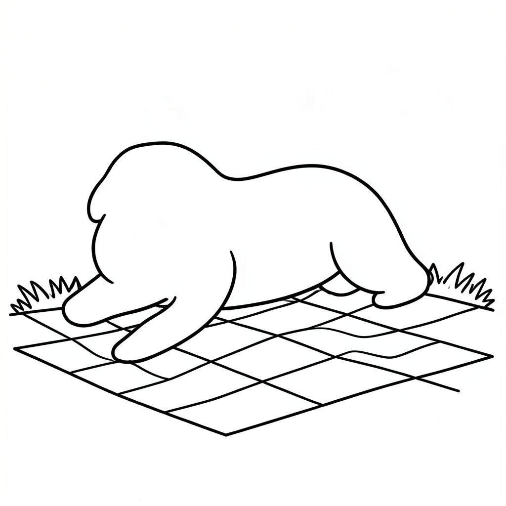 Dưới đây là mô tả về '' như một cảnh nghệ thuật đường nét đen trắng, được thiết kế để trình bày dưới dạng cắt giấy, tập trung vào các yếu tố bạn đã yêu cầu.  ---  Hãy tưởng tượng một hình bóng đơn giản, hơi góc cạnh. Một, gần như hình bầu dục, là trọng tâm chính. Nó nằm nghiêng, một chân trước hơi duỗi ra, có thể nhìn thấy một đường cong nhẹ nhàng. Cơ thể là một đường thẳng liên tục nhúng xuống và nâng lên một cách tinh tế.  Bên dưới, có một gợi ý về một cánh đồng cỏ. Đó là một lưới cơ bản, nhiều lớp gồm các đường chồng lên nhau, tối hơn một chút - một gợi ý về đất và cỏ. Các đường nét không sắc nét; chúng chảy vào nhau, tạo cảm giác chiều sâu.  Đầu của là một đường cong nhỏ hơn, rõ ràng hơn, được đặt hơi lệch tâm. Đó là một hình tam giác đơn giản hóa, tạo thành một khu vực nhỏ, có bóng tối. Nền là một sự rửa rất tinh tế của , hầu như không thể nhận thấy.  Toàn bộ bố cục cảm thấy cân bằng. Có một sự tách biệt rõ ràng giữa và cánh đồng, nhưng không phải là sự tách biệt rõ ràng, cứng nhắc. Các đường nét không hoàn toàn đồng nhất; một số khu vực có chiều sâu hơn một chút, tạo cảm giác chuyển động và khối lượng. Ấn tượng tổng thể là một trong những sự tĩnh lặng yên tĩnh và hình thức nhẹ nhàng.  --- Để hình dung điều này, hãy tưởng tượng một nền trắng và một màu rất tốt cho cỏ. Đó là một cảm giác của những hình dạng mềm mại, đơn giản.  ---  Hãy cho tôi biết nếu bạn muốn tôi điều chỉnh bất cứ điều gì!, tranh tô màu đen trắng, phong cách lowbook, nghệ thuật đường nét, đơn sắc, không màu, không đổ bóng, không xám, không tô màu, nền trắng, chỉ phác thảo, phong cách vector, thiết kế phẳng, 2d