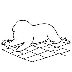 Dưới đây là mô tả về '' như một cảnh nghệ thuật đường nét đen trắng, được thiết kế để trình bày dưới dạng cắt giấy, tập trung vào các yếu tố bạn đã yêu cầu.  ---  Hãy tưởng tượng một hình bóng đơn giản, hơi góc cạnh. Một, gần như hình bầu dục, là trọng tâm chính. Nó nằm nghiêng, một chân trước hơi duỗi ra, có thể nhìn thấy một đường cong nhẹ nhàng. Cơ thể là một đường thẳng liên tục nhúng xuống và nâng lên một cách tinh tế.  Bên dưới, có một gợi ý về một cánh đồng cỏ. Đó là một lưới cơ bản, nhiều lớp gồm các đường chồng lên nhau, tối hơn một chút - một gợi ý về đất và cỏ. Các đường nét không sắc nét; chúng chảy vào nhau, tạo cảm giác chiều sâu.  Đầu của là một đường cong nhỏ hơn, rõ ràng hơn, được đặt hơi lệch tâm. Đó là một hình tam giác đơn giản hóa, tạo thành một khu vực nhỏ, có bóng tối. Nền là một sự rửa rất tinh tế của , hầu như không thể nhận thấy.  Toàn bộ bố cục cảm thấy cân bằng. Có một sự tách biệt rõ ràng giữa và cánh đồng, nhưng không phải là sự tách biệt rõ ràng, cứng nhắc. Các đường nét không hoàn toàn đồng nhất; một số khu vực có chiều sâu hơn một chút, tạo cảm giác chuyển động và khối lượng. Ấn tượng tổng thể là một trong những sự tĩnh lặng yên tĩnh và hình thức nhẹ nhàng.  --- Để hình dung điều này, hãy tưởng tượng một nền trắng và một màu rất tốt cho cỏ. Đó là một cảm giác của những hình dạng mềm mại, đơn giản.  ---  Hãy cho tôi biết nếu bạn muốn tôi điều chỉnh bất cứ điều gì!, tranh tô màu đen trắng, phong cách lowbook, nghệ thuật đường nét, đơn sắc, không màu, không đổ bóng, không xám, không tô màu, nền trắng, chỉ phác thảo, phong cách vector, thiết kế phẳng, 2d