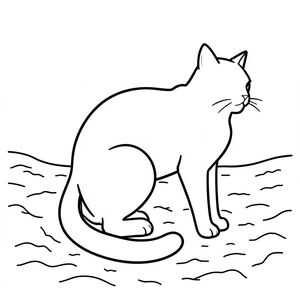 . * Lưng mèo cong, gần như một đường cong nhẹ nhàng. Một góc nhỏ so với cột sống gợi ý một khoảnh khắc nghỉ ngơi. Đuôi dài và thuôn nhọn, hơi vươn ra phía sau.

Các đường nét dày, có chủ ý và táo bạo. Chúng không mềm; họ .  Một đường thẳng duy nhất, mạnh mẽ xác định đường viền của con mèo.  Đường bắt đầu từ gốc đuôi và cong lên trên, gặp lưng mèo.

Nền là một sự rửa của, hơi mờ,. Nó không phải là một khối rắn, mà là một gợi ý về sàn rừng - một mô hình im lặng, bất thường của các đường nhỏ, chồng lên nhau.  Nó không phải là một phong cảnh chi tiết, chỉ là một gợi ý về chiều sâu.  Hãy nghĩ về trái đất ẩm ướt.

Khuôn mặt của con mèo là tối thiểu. Chỉ là gợi ý của , các dòng - một chút dưới mũi và miệng.  Đó là một hình dạng hình học, rõ ràng.

Toàn bộ thành phần được cân bằng. Vị trí của con mèo tạo ra một không gian nhỏ, kín đáo. Nó không lớn, nhưng nó cũng không nhỏ.  Cảm giác... chứa đựng. 

Các đường nét là tiêu điểm chính, thúc đẩy ảnh về phía trước. Chúng tạo ra cảm giác chuyển động, nhưng không phức tạp.  Một cảm giác quan sát yên tĩnh. * Bạn có bất kỳ cải tiến nào nữa mà bạn muốn tôi xem xét không? Bạn có muốn tôi điều chỉnh tư thế của con mèo hoặc thêm một yếu tố cụ thể không?, trang tô màu đen trắng, phong cách lowbook, nghệ thuật đường nét, đơn sắc, không màu, không đổ bóng, không xám, không tô màu, nền trắng, chỉ phác thảo, phong cách vector, thiết kế phẳng, 2d