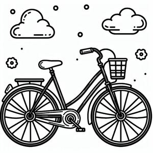 A black and white drawing of a bicycle 3