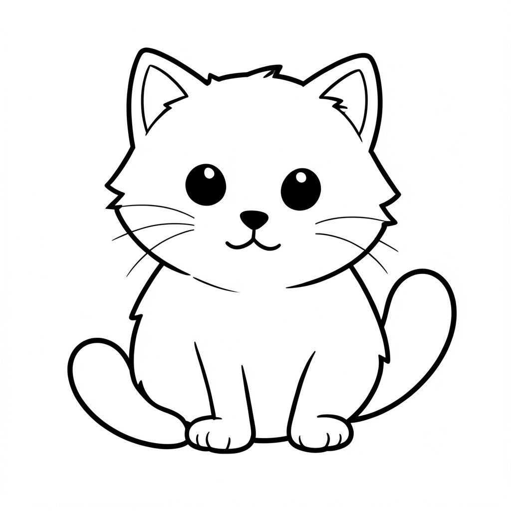 đây là mô tả về trang tô màu DỄ THƯƠNG, ĐẬM và ĐƠN GIẢN, tuân thủ tất cả các quy tắc của bạn:

Một con mèo lông tơ., tranh tô màu đen trắng, phong cách lowbook, nghệ thuật đường nét, đơn sắc, không màu, không bóng, không xám, không tô màu, nền trắng, chỉ phác thảo, phong cách vector, thiết kế phẳng, 2d