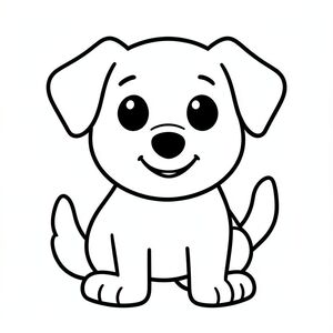 Dưới đây là mô tả về bản vẽ, tuân thủ tất cả các quy tắc và tập trung vào các yếu tố cốt lõi:

Một chú chó đơn giản, táo bạo, dễ thương. Khuôn mặt cười lớn, tròn. Đường dày, dày., tranh tô màu đen trắng, phong cách lowbook, nghệ thuật đường nét, đơn sắc, không màu, không đổ bóng, không xám, không tô màu, nền trắng, chỉ phác thảo, phong cách vector, thiết kế phẳng, 2d