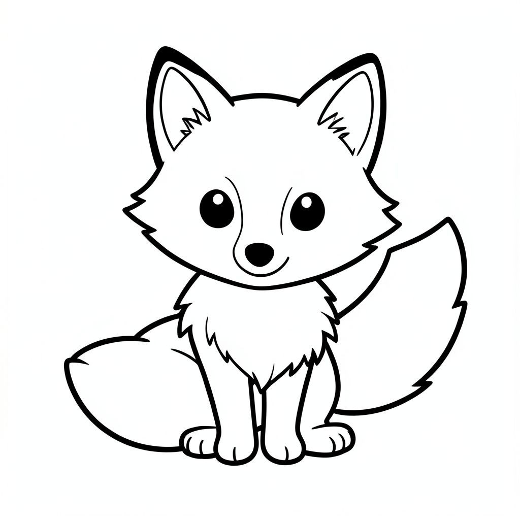 đây là mô tả về hình ảnh tô màu DỄ THƯƠNG, ĐẬM và RẤT ĐƠN GIẢN dành cho trẻ nhỏ, tuân thủ các yêu cầu nghiêm ngặt của bạn:

Một bức cáo nhỏ, lông tơ, trang tô màu đen trắng, phong cách lowbook, nghệ thuật đường nét, đơn sắc, không màu, không đổ bóng, không xám, không tô màu, nền trắng, chỉ phác thảo, phong cách vector, thiết kế phẳng, 2d