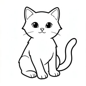 Dưới đây là mô tả về một bức tranh tô màu dành cho trẻ mới biết đi, tuân thủ tất cả các quy tắc của bạn: Tô màu: Mèo nhỏ một đuôi Một hình minh họa đơn giản, chân thực về một con mèo. Con mèo đang ngồi thẳng, với lưng hơi cong. Nó có đôi mắt to, biểu cảm, mũi nhỏ, nhẹ nhàng và miệng nhỏ, cong. Bộ lông của mèo mềm mại, ấm áp. Đuôi là một đường viền màu đen riêng biệt, được đặt hơi ở bên phải cơ thể mèo. Các đường nét dày và đậm, tạo ra một hình dạng rõ ràng và rõ ràng. Nền là một hình dạng đơn giản, . Cảm giác tổng thể là nhẹ nhàng và hấp dẫn., tranh tô màu đen trắng, phong cách lowbook, nghệ thuật đường nét, đơn sắc, không màu, không bóng, không xám, không tô màu, nền trắng, chỉ phác thảo, kiểu vector, thiết kế phẳng, 2d, chính xác một cái đuôi duy nhất