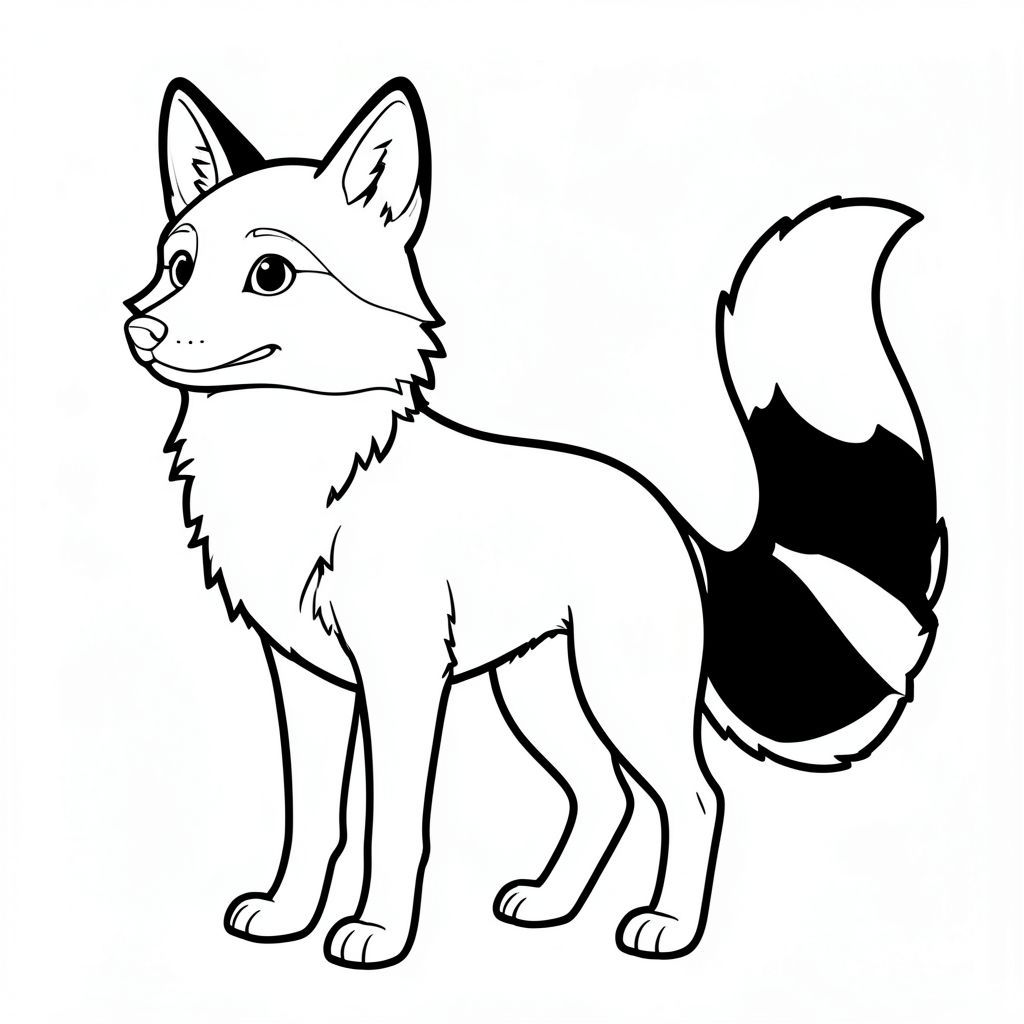 Dưới đây là mô tả về một trang tô màu, tuân thủ tất cả các yêu cầu của bạn: Mô tả hình ảnh: Một bản vẽ đơn giản, thực tế của một con cáo. Con cáo đang đứng thẳng, đầu hơi nghiêng. Bộ lông của nó ấm áp, tắt tiếng và đôi mắt to và . Có thể nhìn thấy một chiếc mũi nhỏ màu trắng. Đuôi của cáo là một cái đuôi dài, mịn, sọc đen và trắng, kéo dài từ phía sau cơ thể. Đuôi dày và đậm, với một đầu màu trắng rõ ràng. Các đường nét dày và đậm, tạo ra một đường viền rõ ràng, rõ ràng. Nền là một trang tô màu trơn, ., đen trắng, phong cách lowbook, nghệ thuật đường nét, đơn sắc, không màu, không bóng, không xám, không tô màu, nền trắng, chỉ phác thảo, kiểu vector, thiết kế phẳng, 2d, chính xác một đuôi duy nhất