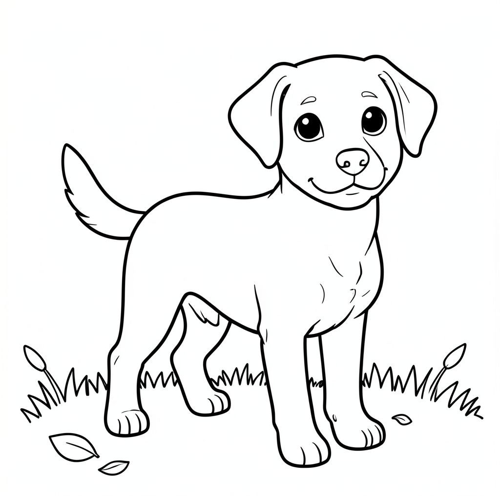 Dưới đây là mô tả về một trang tô màu được thiết kế để đáp ứng tất cả các yêu cầu của bạn, tập trung vào một đuôi và nội thất màu trắng nghiêm ngặt: Trang tô màu: Happy Dog Chi tiết: * Một chú chó hạnh phúc, thực tế.  * Một cái đuôi duy nhất, nổi bật được đặt hơi bên trái cơ thể chó. Đó là một màu sắc, với một bóng mờ tinh tế để tạo chiều sâu.  * Toàn bộ bên trong của - khoảng trống giữa chân, ngực và bụng - có màu trắng tinh khiết.  Có những đường nét tinh tế, hơi đậm hơn xác định hình dạng của, nhưng lõi bên trong hoàn toàn màu trắng.  * Đôi mắt to, biểu cảm được đặt cao hơn đầu chó một chút.  * Một chiếc mũi nhỏ nằm ngay dưới miệng.  * Một nụ cười nhỏ, nhẹ nhàng được hình thành bởi miệng.  * Các đường viền dày, đậm, xác định cơ thể và đuôi của chó. Các đường nét sạch sẽ và không quá chi tiết.  * Nền cỏ mềm, hơi mờ và một vài chiếc lá rải rác.  * Hình ảnh được thiết kế để làm dịu và hấp dẫn trẻ mới biết đi. Cân nhắc chính: chỉ * phần tử đơn.  * Toàn bộ không gian nội thất đều có màu trắng tinh khiết.  * Hoàn toàn không được sử dụng trong nội thất.  * Không có văn bản hoặc bất kỳ yếu tố nào khác.

Mô tả này ưu tiên các yêu cầu cốt lõi trong khi vẫn duy trì trải nghiệm tô màu phù hợp và hấp dẫn về mặt hình ảnh cho trẻ mới biết đi.  Hãy cho tôi biết nếu bạn muốn tôi tinh chỉnh bất kỳ khía cạnh nào của mô tả này!, trang tô màu đen trắng, phong cách lowbook, nghệ thuật đường nét, đơn sắc, không màu, không đổ bóng, không xám, không tô màu, nền trắng, chỉ phác thảo, phong cách vector, thiết kế phẳng, 2d, chính xác một đuôi duy nhất