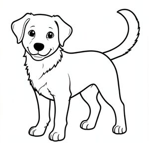 Dưới đây là mô tả về trang màu, tuân thủ nghiêm ngặt tất cả các quy tắc: Tô màu: Happy Dog Một chú chó đơn giản, thực tế là tâm điểm. được miêu tả trong một tư thế hơi góc cạnh, nhìn thẳng vào người xem. Bộ lông của nó được thể hiện với những đường nét dày, đậm, tạo cảm giác chiều sâu. có biểu cảm thân thiện - một nụ cười nhẹ.  Đầu của hơi nghiêng, đôi mắt to và , truyền tải cảm giác ấm áp. Mũi là một hình tròn nhỏ. Miệng là một đường cong đơn giản gợi lên một chiếc thở hổn hển hạnh phúc.

Cơ thể của chứa đầy một khoảng trắng rộng lớn.  Một cái đuôi trắng dày, duy nhất kéo dài từ lưng, uốn cong duyên dáng. Đuôi là một đường dày, tạo ra một yếu tố thị giác mạnh mẽ.  Đuôi được đặt hơi lệch tâm, tạo thêm nét năng động.

Nền là màu trắng tinh khiết, tạo không gian sạch sẽ, gọn gàng để chú chó làm tâm điểm.  Không có chi tiết nào khác - chỉ có và cái đuôi duy nhất của nó. Các tính năng chính: * Đuôi là yếu tố chính và được xác định rõ ràng.  * Tất cả các không gian nội thất đều được lấp đầy bằng màu trắng tinh khiết.  * Tỷ lệ của được xem xét cẩn thận là thực tế.  * Những điều này được xác định rõ ràng và cần thiết cho biểu hiện của chó.  * Các đường dày, đậm được sử dụng để xác định hình dạng của chú chó và tạo ra hình ảnh rõ nét.  * Hoàn toàn không được sử dụng ở bất cứ đâu.  * Không có bản vá lỗi.  * Bộ lông và cơ thể của được thể hiện bằng màu trắng.  * Không có văn bản.

<start_of_image>, trang tô màu đen trắng, phong cách lowbook, nghệ thuật đường nét, đơn sắc, không màu, không đổ bóng, không xám, không điền, nền trắng, chỉ phác thảo, phong cách vector, thiết kế phẳng, 2d, chính xác một đuôi duy nhất