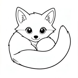 Một con cáo nhỏ, lông tơ với đôi mắt to tròn. Con cáo cuộn tròn, nhìn thẳng vào người xem với nụ cười dịu dàng. Một cái đuôi dài, màu trắng duy nhất kéo dài từ lưng của nó. Bộ lông của cáo là một màu mềm mại, ấm áp của . Nền là một trang tô màu đơn giản, ., đen trắng, phong cách lowbook, nghệ thuật đường nét, đơn sắc, không màu, không bóng, không xám, không điền, nền trắng, chỉ phác thảo, phong cách vector, thiết kế phẳng, 2d, chính xác một đuôi duy nhất, hoàn toàn không tô màu đen, nội thất trắng tinh khiết, không có miếng mực, không có văn bản, không có từ, không có tiêu đề