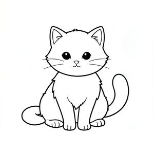 Một con mèo nhỏ, lông tơ ngồi ở giữa. Khuôn mặt của nó cong nhẹ nhàng với bộ râu nhẹ nhàng. Một cái đuôi uốn cong duyên dáng từ lưng, tạo ra một điểm tương phản tinh tế. Nền là một dải trắng tinh khiết liền mạch, tạo ra một bầu không khí êm dịu và thanh bình., trang tô màu đen trắng, phong cách lowbook, nghệ thuật đường nét, đơn sắc, không màu, không bóng, không xám, không tô màu, nền trắng, chỉ phác thảo, phong cách vector, thiết kế phẳng, 2d, chính xác một đuôi đơn, hoàn toàn không tô màu đen, nội thất trắng tinh khiết, không có miếng mực, không có văn bản,  không lời, không tiêu đề