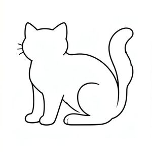 Một đường viền đơn giản và trắng của một con mèo. Một đường viền màu trắng duy nhất của đuôi được định vị một cách tinh tế trong hình dạng của con mèo. Nền là một mặt phẳng, trắng., trang tô màu đen trắng, phong cách lowbook, nghệ thuật đường nét, đơn sắc, không màu, không bóng, không xám, không điền, nền trắng, chỉ phác thảo, phong cách vector, thiết kế phẳng, 2d, chính xác một đuôi duy nhất, hoàn toàn không tô màu đen, nội thất trắng tinh khiết, không có miếng mực, không văn bản, không từ, không tiêu đề, hoàn toàn không có màu,  Chỉ Pure Black and White Linarts