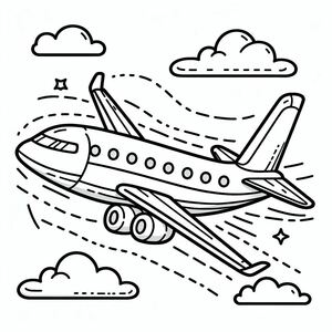 An airplane flying through the sky with clouds