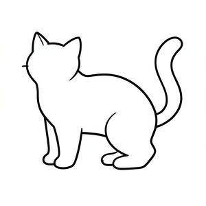 Một phác thảo đơn giản của một con mèo. Một duy nhất, giống như sóng trắng kéo dài từ phía sau., trang tô màu đen trắng, phong cách lowbook, nghệ thuật đường nét, đơn sắc, không màu, không bóng, không xám, không tô màu, nền trắng, chỉ phác thảo, phong cách vector, thiết kế phẳng, 2d, chính xác một đuôi duy nhất, hoàn toàn không tô màu đen, nội thất trắng tinh khiết, không có miếng mực, không có văn bản, không từ, không tiêu đề, hoàn toàn không màu,  Chỉ Pure Black and White Linarts