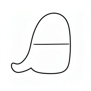 Một hình dạng nhỏ, tròn đứng vững. Đường viền của nó được xác định rõ ràng, một . Một đường dài, duy nhất kéo dài từ góc dưới bên trái, đỉnh điểm là một đường cong nhẹ nhàng. Cơ thể của hình dạng thuôn dài và hơi góc cạnh, cho thấy một tư thế vui tươi. Một đường ngang tinh tế chạy ngang qua trung tâm, tạo ra một ranh giới mờ nhạt, không bị phá vỡ. Nền là một, ., trang tô màu đen trắng, phong cách lowbook, nghệ thuật đường nét, đơn sắc, không màu, không bóng, không xám, không tô màu, nền trắng, chỉ phác thảo, phong cách vector, thiết kế phẳng, 2d, chính xác một đuôi duy nhất, hoàn toàn không tô màu đen, nội thất trắng tinh khiết, không có miếng mực, không văn bản, không từ, không tiêu đề, hoàn toàn không màu, chỉ nghệ thuật đen trắng thuần túy