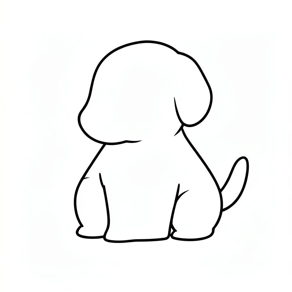 Một hình dạng nhỏ, tròn nằm về phía trước. Đầu của nó hơi nghiêng, cho thấy một tư thế vui tươi. Một đường cong đơn giản tạo thành hàm dưới của nó. Một đường dài, duy nhất kéo dài từ vai phải của, hơi cong xuống dưới. Ngực của là một khu vực nhẵn. Một đường mờ nhạt, hơi sẫm màu hơn vạch trên đỉnh đầu của nó. Nền là một, đồng nhất, trang tô màu đen trắng, phong cách lowbook, nghệ thuật đường nét, đơn sắc, không màu, không bóng, không xám, không điền, nền trắng, chỉ phác thảo, phong cách vector, thiết kế phẳng, 2d, chính xác một đuôi duy nhất, hoàn toàn không tô màu đen, nội thất trắng tinh khiết, không có miếng mực, không có văn bản, không có từ, không có tiêu đề, hoàn toàn không có màu, chỉ có lineart đen trắng thuần túy