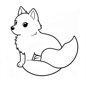 Một sinh vật nhỏ, lông tơ với đôi mắt to, hiền lành. Hình dạng của nó đơn giản, một đường cong nhẹ nhàng của một con cáo. Một cái đuôi dài, duy nhất kéo dài từ lưng dưới của nó, một đường chảy. Toàn bộ hình được lấp đầy bởi một khoảng trắng rõ ràng., tranh tô màu đen trắng, phong cách lowbook, nghệ thuật đường nét, đơn sắc, không màu, không bóng, không xám, không điền, nền trắng, chỉ phác thảo, phong cách vector, thiết kế phẳng, 2d, chính xác một đuôi duy nhất, hoàn toàn không tô màu đen, nội thất trắng tinh khiết, không có miếng mực, không văn bản, không từ, không tiêu đề,  Hoàn toàn không có màu, chỉ có lineart đen trắng thuần túy