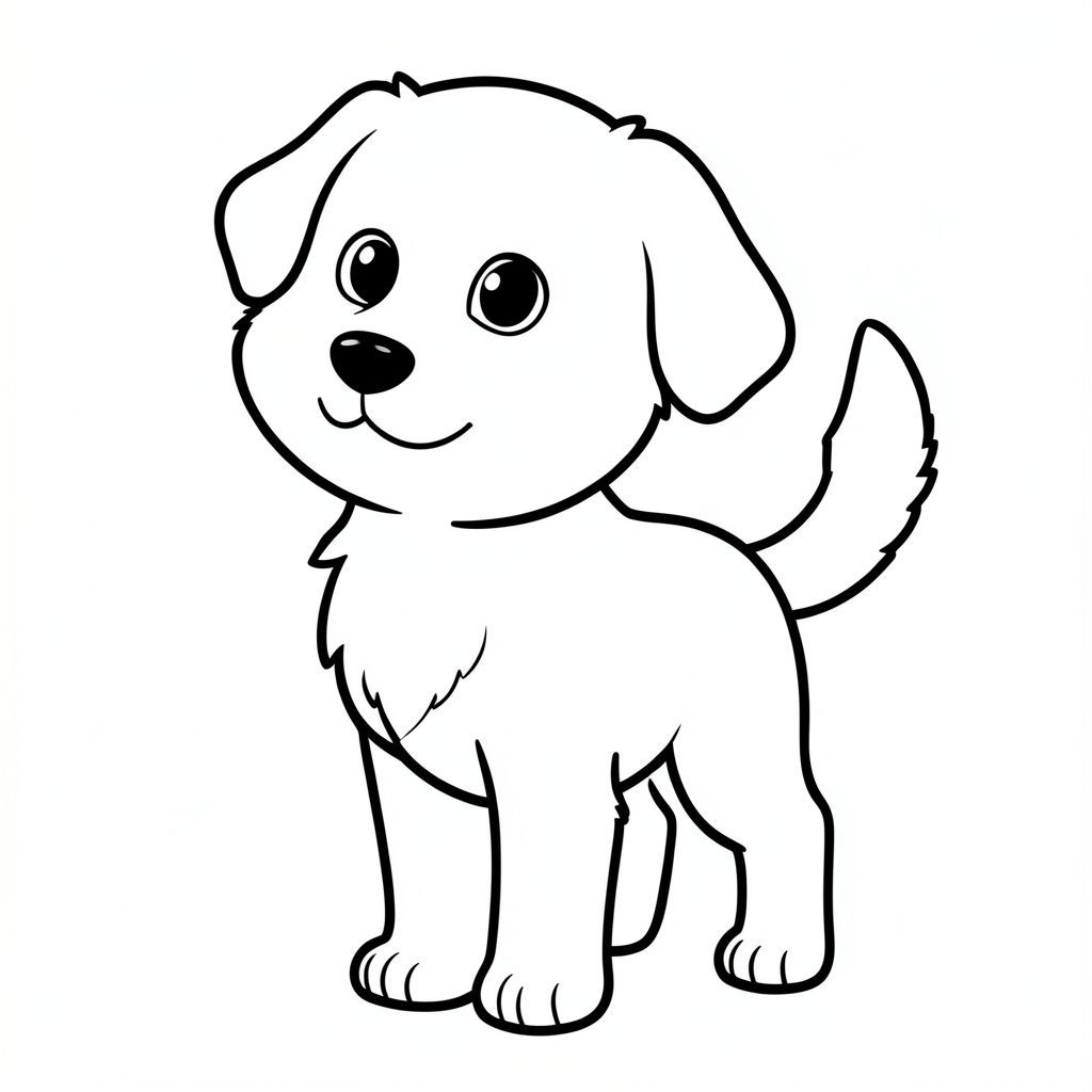 Một nhỏ, hạnh phúc đứng thẳng. Khuôn mặt của nó là một đường cong nhẹ nhàng, với đôi mắt to, biểu cảm. Một cái đuôi uốn cong duyên dáng từ phía sau. Bộ lông của mềm, tắt tiếng . Nền là một trang tô màu đơn giản, trắng., đen trắng, phong cách lowbook, nghệ thuật đường nét, đơn sắc, không màu, không bóng, không xám, không điền, nền trắng, chỉ phác thảo, phong cách vector, thiết kế phẳng, 2d, chính xác một đuôi duy nhất, hoàn toàn không tô màu đen, nội thất trắng tinh khiết, không có miếng mực, không có văn bản, không từ, không tiêu đề, hoàn toàn không màu, chỉ nghệ thuật đen trắng thuần túy