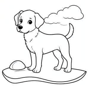 Một đứng thẳng, cơ thể của nó là một đường cong cơ bắp nhẹ nhàng. Đầu chó hơi nghiêng, khuôn mặt mềm mại, tròn trịa. Đôi mắt của nó to và biểu cảm, một , rõ ràng . Một cái đuôi nhỏ, hơi cong màu trắng kéo dài từ phía sau. Bộ lông của có màu kem, có kết cấu với bóng mờ tinh tế.

Bên dưới, một họa tiết sóng trắng dài duy nhất chảy qua đáy của , uốn cong một cách tinh tế. Một tảng đá nhỏ, nhẵn, nằm ở bên trái. Một đám mây lông tơ được đặt hơi phía sau, tạo cảm giác có chiều sâu. Nền là một tông màu đơn giản, tắt tiếng., trang tô màu đen trắng, phong cách lowbook, nghệ thuật đường nét, đơn sắc, không màu, không bóng, không xám, không điền, nền trắng, chỉ phác thảo, phong cách vector, thiết kế phẳng, 2d, chính xác một đuôi duy nhất, hoàn toàn không tô màu đen, nội thất trắng tinh khiết, không có miếng mực, không văn bản, không từ, không tiêu đề, hoàn toàn không màu,  Chỉ Pure Black and White Linarts