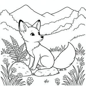 Một con cáo nhỏ ngồi nép mình giữa những tảng đá rêu. Nó hơi hướng sang trái, đầu nghiêng lên trên, quan sát một cụm dương xỉ. Bộ lông của cáo là một màu cát, tắt tiếng, với một độ dốc tinh tế đến các cạnh. Bàn chân của nó được nhét gọn gàng bên dưới cơ thể.

Phía sau con cáo, một bãi cỏ xanh tươi rộng lớn mọc lên, một sườn dốc thoai thoải được bao phủ bởi những tán lá rậm rạp. Những đỉnh núi mờ mịt ở xa tạo thành hậu cảnh, hầu như không thể nhìn thấy qua những tán cây. Những mảng hoa dại rải rác nở rải rác ở tiền cảnh.

Đuôi cáo, một bộ lông dài, thanh lịch, được đặt hơi bên phải cơ thể cáo, chảy liền mạch vào cỏ. Nó là một , màu trắng kem, với các biến thể tinh tế về tông màu bắt chước và . Đuôi được thể hiện với một đường nét tinh tế, hơi lỏng lẻo, nhấn mạnh chuyển động của nó.

Toàn bộ khung cảnh được tắm trong một sự mềm mại, khuếch tán, tạo cảm giác yên tĩnh và tĩnh lặng., trang tô màu đen trắng, phong cách lowbook, nghệ thuật đường nét, đơn sắc, không màu, không bóng, không xám, không tô màu, nền trắng, chỉ phác thảo, phong cách vector, thiết kế phẳng, 2d, chính xác một đuôi duy nhất, hoàn toàn không tô màu đen, nội thất trắng tinh khiết, không có miếng mực,  Không văn bản, không từ, không tiêu đề, hoàn toàn không màu, chỉ có lineart đen trắng thuần túy