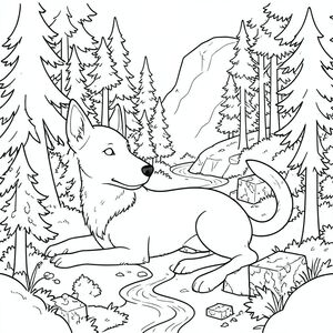 Một hình dạng răng nanh nằm trong một khu rừng xanh tươi, trải dài. Cơ thể của chó thuôn dài, bề mặt lông nhẵn. Đầu của nó hơi nghiêng, một đường cong nhẹ nhàng đến mõm. Tai của chó lớn và nhọn, sở hữu bề mặt tinh tế, có kết cấu. Đôi mắt của nó tập trung, những vũng nước trắng tinh khiết. Một cái đuôi dài, duyên dáng kéo dài từ phía sau, một đường cong màu trắng nhấp nhô duy nhất, được xác định một cách tinh tế bởi các đường giao nhau mờ nhạt. Đầu đuôi là một điểm nhỏ.

Nền có một sàn rừng rậm rạp bao gồm những cây thu nhỏ, nhiều lớp - những cây thông và cây phong cao, mảnh mai với các hoa văn phân nhánh đặc biệt của chúng. Mặt đất dốc nhẹ nhàng lên trên, dẫn đến một khối đá phủ đầy rêu ở xa. Những dòng suối nhỏ, nhỏ giọt len lỏi qua bụi rậm, nước của chúng phản chiếu một , khuếch tán . Rải rác giữa những tán lá là những khối đá phong hóa - hình chữ nhật, hơi bất thường và được bao phủ bởi một lớp địa y chắp vá. Ấn tượng tổng thể là một trong những khu rừng cổ kính, yên tĩnh. Bố cục được phân lớp cẩn thận, nhấn mạnh chiều sâu và kết cấu., trang tô màu đen trắng, phong cách lowbook, nghệ thuật đường nét, đơn sắc, không màu, không đổ bóng, không xám, không điền, nền trắng, chỉ phác thảo, phong cách vector, thiết kế phẳng, 2d, chính xác một đuôi duy nhất, hoàn toàn không tô màu đen, nội thất trắng tinh khiết, không có miếng mực, không có văn bản, không từ, không tiêu đề, hoàn toàn không màu,  Chỉ Pure Black and White Linarts