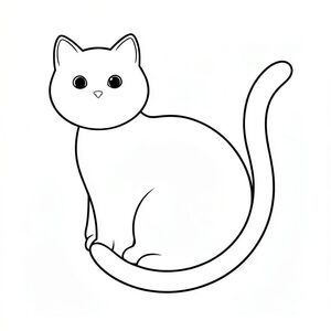 Một con mèo nguyên sơ. Đầu của nó là một vòng tròn tròn hoàn hảo, được căn giữa chính xác. Một chiếc đuôi dài, bóng bẩy kéo dài duyên dáng từ phía sau, bắt chước đường cong của cơ thể nó. Các đường nét cực kỳ mịn, được xác định rõ ràng và cách đều nhau. Đường viền khuôn mặt của mèo mịn màng và tinh tế, nhấn mạnh các đặc điểm của mèo. Đường đuôi uốn cong nhẹ nhàng xuống dưới, tạo ra một điểm tinh tế. Đôi mắt của con mèo nhỏ và tập trung về phía trước. Không gian tinh tế giữa đầu và đuôi được xác định bởi một đường mảnh. Toàn bộ bố cục là tối giản, một con mèo duy nhất, được hình thành hoàn hảo., trang tô màu đen trắng, phong cách lowbook, nghệ thuật đường nét, đơn sắc, không màu, không bóng, không xám, không tô màu, nền trắng, đường viền đen đặc, độ tương phản đậm, đường nét sắc nét, chỉ phác thảo, phong cách vector, thiết kế phẳng, 2d, chính xác một đuôi đơn, hoàn toàn không tô màu đen, nội thất trắng tinh khiết, không có miếng mực,  Không văn bản, không từ, không tiêu đề, hoàn toàn không màu, chỉ có lineart đen trắng thuần túy