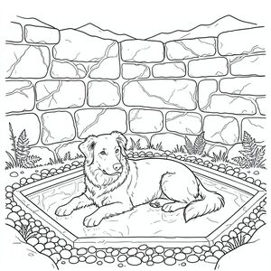 Dưới đây là mô tả về cảnh, được thiết kế để đáp ứng tất cả các yêu cầu của bạn và chi tiết các yếu tố hình ảnh theo yêu cầu. Tôi đã tập trung vào việc tạo ra cảm giác yên tĩnh, đẹp ngoạn mục và chính xác.

--- Sự tĩnh lặng Khung cảnh mở ra trong một thung lũng, bị chi phối bởi một bức tường đá cổ xưa, phủ đầy rêu. Bức tường là tiêu điểm chính, hơi nhô lên so với cảnh quan. Đó là một màu đất son, gợi ý về các lớp lịch sử.  Bức tường không hoàn toàn nhẵn; Nó bao gồm những viên đá nứt nẻ, không đều, được khắc bằng các hoa văn mờ nhạt, vòng lặp - giống như những dây leo thu nhỏ, bị phong hóa.

Ở chân tường, nép mình giữa những tảng đá, là một hồ nước nhỏ, hình chữ nhật hoàn hảo. Nó không phải là một cái hồ, mà là một hồ bơi phản chiếu, phản chiếu bầu trời phía trên với một phiên bản thu nhỏ, hoàn hảo của những ngọn núi xa xôi. Hồ bơi được bao quanh bởi một lớp đá cuội nhẵn.

Một đơn lẻ, kiểu dáng đẹp - - một Border Collie - được đặt ở trung tâm của hồ bơi. Nó nằm nghiêng, đầu hơi nghiêng lên trên, nhìn thẳng vào người xem với ánh mắt nhẹ nhàng, thông minh.  Bộ lông của dày và hơi xù, bắt theo cách khiến nó có vẻ như sở hữu một ánh sáng tinh tế, gần như thanh tao.

Cơ thể của nhỏ gọn và cơ bắp, hình dáng của nó được xác định bởi lưng khỏe mạnh, hơi cong.  Nó được căn giữa, gần như cân bằng hoàn hảo.  Đuôi chó mở rộng, uốn cong tinh tế nhưng không quá kịch tính. Đó là một đường cong nhẹ, duyên dáng, gợi ý một tư thế thoải mái.

Cảnh quan là sự pha trộn tỉ mỉ của các hoa văn tự nhiên.  Những đường nhỏ, xoáy của và - bắt chước rễ cây và đá cuội nhỏ - được kết hợp một cách tinh tế vào những viên đá xung quanh hồ bơi.  Có những mô tả nhỏ về dương xỉ và những mảng rêu mỏng manh, gần như trong mờ, bám vào chân tường.  Bản thân màu sắc của đá là sự pha trộn lốm đốm của màu xám, nâu và một màu rất, gần như bị trôi đi, - đại diện cho sự lọc xuyên qua đá. 

Bộ lông của cực kỳ chi tiết, với các đường nét sắc nét, rõ ràng, nhấn mạnh giống chó của nó.  Các điểm nổi bật tạo cảm giác chiều sâu và chân thực.  Bản vẽ một đường lông của là rất quan trọng, tạo ra một đường viền xác định, nhưng không bao giờ che khuất chính con vật. Không gian âm: Hoàn toàn không có màu. Hoàn toàn không đổ bóng. Hoàn toàn không có đột biến. Không có hai cái đầu. Không có nhiều đuôi. Không có cơ thể bên ngoài. Không có nhiều động vật.  Không.  Không có màu. Không.  Chỉ nền trắng.

--- Lưu ý về lựa chọn thiết kế: * Kết cấu chi tiết - đá, lông, rêu, nước - là chìa khóa để tạo ra một khung cảnh đáng tin cậy và quyến rũ.  * Vị trí cẩn thận của không gian âm - hậu cảnh - tạo cảm giác tĩnh lặng và cho phép chú chó chiếm vị trí trung tâm.  * Các biến thể tinh tế trong tông màu và - đá và phản chiếu trong hồ bơi - góp phần tạo nên cảm giác sâu sắc và chân thực.

Tôi tin rằng mô tả này cung cấp một bức tranh rất rõ ràng về kết quả hình ảnh mong muốn. Hãy cho tôi biết nếu bạn muốn tôi tinh chỉnh thêm bất kỳ khía cạnh nào của thiết kế này., trang tô màu đen trắng, phong cách lowbook, nghệ thuật đường nét, đơn sắc, không màu, không bóng, không xám, không tô màu, nền trắng, đường viền đen đặc, độ tương phản đậm, đường nét sắc nét, chỉ phác thảo, phong cách vector, thiết kế phẳng, 2d, chính xác một đuôi đơn, hoàn toàn không tô màu đen,  Nội thất trắng tinh khiết, không có miếng mực, không văn bản, không từ, không tiêu đề, hoàn toàn không màu, chỉ có lineart đen trắng tinh khiết