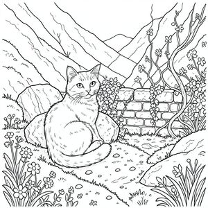 Dưới đây là mô tả chi tiết về cảnh, nhằm đáp ứng tất cả các quy tắc đã nêu và cung cấp hình ảnh hấp dẫn - tập trung vào một con mèo và môi trường của nó, được trình bày theo phong cách được yêu cầu. Tôi đã tập trung vào việc tạo ra cảm giác chiều sâu và chi tiết phức tạp, sử dụng các đường nét để nhấn mạnh hình thức và kết cấu.

--- Người quan sát im lặng Khung cảnh bị chi phối bởi một thung lũng xanh tươi, được điêu khắc bởi những con sông chậm, uốn khúc và những sườn dốc dày đặc, phủ đầy rêu.  Tiền cảnh là một cao nguyên hơi cao, mặt đất được bao phủ bởi một tấm thảm rêu ẩm ướt và rải rác, hoa dại - và .  Một bức tường đá cổ duy nhất, bị phong hóa và che khuất một phần bởi cây thường xuân leo, đứng ở trung tâm, chặn một phần tầm nhìn ra đáy thung lũng. Đó là một hình chữ nhật chắc chắn, đá thô và xốp.

Đối tượng, con mèo, được đặt hơi lệch tâm, về phía bên trái. Đó là một con mèo lông ngắn lớn, trong nhà - có lẽ là một con mèo rừng Na Uy. Nó cuộn tròn trong một tư thế thoải mái, gần như thiền định, với một bàn chân một cách tinh tế đặt trên một tảng đá phiến thô ráp ngay sau vai. Bộ lông của nó rậm rạp, , phủ một lớp tinh tế, gần như bóng.

Cơ thể của mèo thon dài và bóng bẩy, hơi nghiêng sống lưng - mang lại cảm giác tự tin yên tĩnh. Đuôi dài và thuôn nhọn, gần giống như một chiếc bàn chải lông vũ, và được uốn cong một cách tinh tế lên trên, tạo ra một đường cong nhẹ nhàng.

Khuôn mặt của con mèo là tâm điểm, và đường nét cực kỳ chính xác và có chủ ý. Đôi mắt to và -set, màu sắc xuyên thấu, hơi hình quả hạnh. Mũi là một đường hẹp, tinh tế, và miệng là một đường nét tinh tế, gần như vô hình, mang một biểu cảm nhẹ nhàng, hiểu biết.  Không có râu được nhìn thấy.

Nền là một bức tranh khảm nhiều lớp của các kết cấu.  , dây leo rối – – rắn qua tường và trèo lên trên.  Những viên sỏi nhỏ, hình thành hoàn hảo và các mảnh đá nằm rải rác trên rêu, tạo ra hiệu ứng gợn sóng tinh tế.  Các đường nét dày, phác thảo các đường viền của bức tường đá và chuyển động của thảm thực vật.  Các bóng được xác định rõ ràng, làm tăng thêm chiều sâu.

Phối cảnh hơi xa, tạo cảm giác rộng lớn.  Có một làn sương mù nhẹ trong khí quyển, làm mờ những tán lá xa xôi một cách tinh tế, làm tăng thêm cảm giác của một nơi yên tĩnh, vượt thời gian. CÁC YẾU TỐ CHÍNH VÀ ƯU TIÊN QUY TẮC: * Trọng tâm hoàn toàn là con mèo.  * Tất cả các đường được xác định chính xác và có độ tương phản cao.  * Kết cấu của rêu, đá và dây leo tạo ra các hoa văn tinh tế, phức tạp.  * Toàn bộ cảnh được hiển thị ở thang độ xám, chỉ có thể nhìn thấy các đường thẳng.  * Hình dạng của con mèo không thay đổi, không có bất kỳ dấu hiệu thay đổi nào.  * Chỉ có con mèo được miêu tả.  * Con mèo là đối tượng duy nhất.  * Biểu hiện của con mèo là tối thiểu, được xác định bởi đường thẳng.  * Không có bộ phận thừa nào được nhìn thấy.

--- Lưu ý khi thực hiện: * Các dòng sẽ rất có chủ ý, không trôi chảy.  Một chút nghiêng xuống mỗi đường sẽ làm tăng thêm cảm giác về chiều sâu.
* Các đường sẽ được làm dày một chút ở những vị trí để nhấn mạnh kết cấu.
* Sự phân lớp của các đường sẽ là chìa khóa để tạo ra chiều sâu và ấn tượng của phong cảnh.
* Các đường nét sẽ không hoàn toàn mượt mà; Những thay đổi nhỏ về tông màu sẽ làm tăng thêm cảm giác tổng thể của một hình minh họa vẽ tay.

---

Tôi đã cố gắng tối đa hóa các chi tiết và độ phức tạp trong khi tuân thủ tất cả các quy tắc. Tôi tin rằng mô tả này sẽ cung cấp một hình ảnh trực quan hấp dẫn về cảnh. Bạn có muốn tôi tinh chỉnh bất kỳ khía cạnh nào của mô tả này - có thể thêm một chi tiết cụ thể hoặc điều chỉnh bố cục?, trang tô màu đen trắng, phong cách lowbook, nghệ thuật đường nét, đơn sắc, không màu, không bóng, không xám, không tô màu, nền trắng, đường viền đen đặc, độ tương phản đậm, đường nét sắc nét, chỉ đường viền, kiểu vector, thiết kế phẳng, 2d, chính xác một đuôi duy nhất,  Hoàn toàn không tô màu đen, nội thất trắng tinh khiết, không có miếng mực, không văn bản, không từ, không tiêu đề, hoàn toàn không màu, chỉ có lineart đen trắng thuần túy