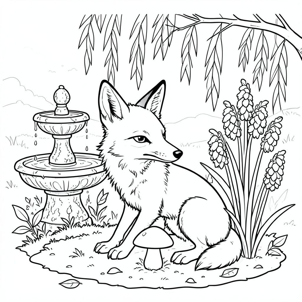 Dưới đây là mô tả về cảnh, nhằm vào phong cách và ràng buộc được yêu cầu. Tôi đã tập trung vào việc tạo ra một hình minh họa động vật duy nhất, quyến rũ với bố cục mạnh mẽ, năng động và đường viền rõ ràng. Mô tả cảnh: Một con cáo đơn độc, được thể hiện trong một tư thế hơi u sầu nhưng vui tươi, thống trị tiền cảnh. Hình dạng của nó ở giữa, hơi góc cạnh, truyền tải cảm giác quan sát yên tĩnh. Con cáo nép mình trong một khu vườn thu nhỏ, mọc um tùm. Một cụm găng tay cáo nở muộn - hỗn hợp của và - bao quanh nó, thân mỏng manh của chúng vươn lên trên.  Một đài phun nước bằng đá bị phong hóa, phủ đầy rêu hơi nằm ở bên trái, nước chảy từ từ, tạo ra một gợn sóng nhẹ nhàng.  Bên dưới con cáo, một mảng đất màu mỡ để lộ một cây nấm duy nhất, được hình thành hoàn hảo, mũ của nó có màu ngà.  Đằng sau con cáo, một cành liễu rủ thấp tạo ra một phông nền mờ. Các yếu tố nền được cố tình đơn giản - một vài chiếc lá rải rác và một chút về một cánh đồng mờ mịt ở xa. 

Cơ thể của cáo thon dài và hơi gù, nhấn mạnh hình dáng thanh lịch của nó. Bộ lông của nó là một , sô cô la , với các biến thể tinh tế về bóng râm gợi ý chiều sâu. Đầu có hình tam giác nổi bật, với đôi mắt thông minh, hơi nheo lại. Đuôi dài và rậm rạp, uốn cong duyên dáng xuống dưới và có kết cấu tinh tế để bắt chước bộ lông.  Các đường nét sắc nét và rõ ràng, tạo cảm giác hiện diện ngay lập tức. Hậu cảnh được hiển thị với hiệu ứng mờ nhạt hơn một chút, tạo cảm giác có chiều sâu.

Bố cục tổng thể được cân bằng, với con cáo được đặt hơi lệch tâm để thu hút ánh nhìn của người xem. Các đường viền rõ ràng nhấn mạnh hình dạng của con vật, tạo cảm giác tập trung và cảm giác tĩnh lặng. Sự tương phản giữa lông thú và nấm và đất là rất quan trọng. Các yếu tố chính và thành phần: * Fox – tiêu điểm trung tâm.  * Khu vườn thu nhỏ, đài phun nước, nấm và tán lá mờ.  * Cáo hơi góc, ở giữa, với các yếu tố dẫn dắt mắt.  * Các đường đậm, xác định và hơi có kết cấu.  * Không đột biến, không có nhiều đầu, không có nhiều đuôi, không có cơ thể thừa, không, không màu, không.

---

Tôi đã ưu tiên hình dạng của con vật và cảm giác quan sát yên tĩnh tổng thể. Tôi đã tập trung vào việc tạo ra một câu chuyện trực quan thông qua các chi tiết của môi trường. Hãy cho tôi biết nếu bạn muốn tôi điều chỉnh bất cứ điều gì!, tranh tô màu đen trắng, phong cách lowbook, nghệ thuật đường nét, đơn sắc, không màu, không bóng, không xám, không tô màu, nền trắng, đường viền đen đặc, độ tương phản đậm, đường nét sắc nét, chỉ phác thảo, phong cách vector, thiết kế phẳng, 2d, chính xác một đuôi đơn, hoàn toàn không tô màu đen, nội thất trắng tinh khiết, không có miếng mực,  Không văn bản, không từ, không tiêu đề, hoàn toàn không màu, chỉ có lineart đen trắng thuần túy