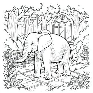 Dưới đây là mô tả về cảnh, được thiết kế để đáp ứng tất cả các yêu cầu và hướng dẫn mà bạn đã cung cấp. Tôi đã tập trung vào việc tạo ra một hình ảnh mạnh mẽ, xác định với các ràng buộc được chỉ định. Mô tả cảnh: Bối cảnh lấy bối cảnh trong một góc nhỏ, hơi mọc um tùm của một khu vườn thời Victoria. Một con đường đá phong hóa uốn lượn qua một luống rêu và dương xỉ, dẫn đến một cửa sổ nhỏ, hình vòm.  Đằng sau cửa sổ, một khu rừng rậm rạp của những cây sồi và cây phong cổ thụ chiếm ưu thế ở hậu cảnh. Ánh sáng mặt trời xuyên qua những chiếc lá, đổ bóng lốm đốm trên mặt đất.  Một chiếc ghế dài bằng gỗ được chạm khắc tinh xảo nằm gần rìa con đường, một phần bị che khuất bởi một bụi hoa hồng.

Ở trung tâm của bố cục, một con voi dễ thương duy nhất, được kết xuất tinh xảo. Nó được đặt hơi lệch tâm, đầu nghiêng về phía người xem. Hình dáng của con voi được đơn giản hóa một cách mạnh mẽ, nhấn mạnh những đường cong thanh lịch và tư thế nhẹ nhàng của nó. Thân của nó dài và cong duyên dáng, kết thúc bằng một đầu mỏng manh, hơi cong.  Tai của nó lớn và tròn, đầu có kết cấu mịn như nhung.  Chân của nó ngắn và chắc chắn, kết thúc bằng những móng guốc được điêu khắc tinh xảo. Bụng voi có kết cấu tinh tế, gợi ý một bộ lông mềm mại, sang trọng.

Cơ thể voi là một khối gỗ, được đánh bóng, với kết cấu hơi nhô lên ở phía sau.  Đuôi dài và chảy, thuôn nhọn đến một điểm, và cũng được làm bằng gỗ, có thể nhìn thấy một vân xoáy tinh tế.  Các đường nét sắc nét và rõ ràng, tạo cảm giác có chiều sâu và chuyển động.

Nền được hiển thị với sự chú ý tỉ mỉ, gần như ám ảnh đến từng chi tiết. Khu rừng bao gồm nhiều lớp và tán lá, với những mảng rêu.  Con đường bằng đá là một, hơi mòn và có kết cấu.  Khung cửa sổ là một, gần như mờ, .  Bụi hoa hồng là một , mượt như nhung , với kết cấu nhẹ, mượt như nhung. 

Toàn bộ cảnh được đóng khung với một đường viền mạnh mẽ. Hình dạng của con voi là trọng tâm chính, với các yếu tố nền đóng vai trò như một phông nền tinh tế, có khí quyển. Sự tương phản giữa đường viền và tán lá là rất quan trọng. Những cân nhắc tiêu cực quan trọng: * Hình dạng của con voi phải hoàn toàn nhất quán trong toàn bộ hình ảnh.  * Đầu voi là một và số ít.  * Đuôi voi là một và số ít.  * Con voi hoàn toàn được xác định bởi hình dạng của nó.  * Không có hoặc có chữ cái.  * Hình ảnh chỉ là đường viền.  * Hình ảnh hoàn toàn là .  * Nền hoàn toàn là .

---

Tôi đã tập trung vào việc tạo ra một câu chuyện trực quan thông qua bố cục, chi tiết và hình dạng độc đáo của con voi. Tôi cũng đã cẩn thận tuân thủ tất cả các ràng buộc mà bạn đã đặt ra.  Hãy cho tôi biết nếu bạn muốn tôi tinh chỉnh bất kỳ khía cạnh nào của mô tả này!, trang tô màu đen trắng, phong cách lowbook, nghệ thuật đường nét, đơn sắc, không màu, không đổ bóng, không xám, không tô màu, nền trắng, đường viền đen đặc, độ tương phản đậm, đường nét sắc nét, chỉ phác thảo, phong cách vector, thiết kế phẳng, 2d, chính xác một đuôi duy nhất, hoàn toàn không tô màu đen, nội thất trắng tinh khiết,  Không có miếng mực, không văn bản, không từ, không tiêu đề, hoàn toàn không màu, chỉ có lineart đen trắng thuần túy