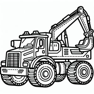 Hình ảnh đen trắng của một chiếc xe xây dựng