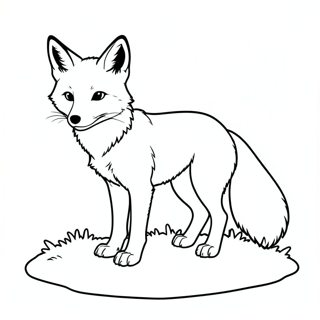 Dưới đây là mô tả về cảnh, tuân thủ tất cả các quy tắc và thông số kỹ thuật: Cảnh: Một con cáo đơn độc, đứng trên một mảng đất rêu phong. Hình ảnh: Con cáo ở giữa, hơi hướng về bên trái. Bộ lông của nó rất phong phú, -, với những biến thể tinh tế về tông màu. Nó có một cái đầu hơi nghiêng, nhìn về phía người xem. Đuôi của nó dài và rậm rạp, uốn cong nhẹ nhàng xuống dưới. Bàn chân của cáo hơi cong lại, tựa vào rêu. Nền là một mảng rêu đơn giản, hơi mờ. Nền trắng: Toàn bộ hình ảnh là một màu trắng sạch. Không màu: Không có màu được sử dụng. Không đổ bóng: Không áp dụng bóng râm. Không: Không hoặc có mặt. Không có đột biến: Không có đột biến. Không có hai đầu: Chỉ có một con cáo. Không có nhiều đuôi: Con cáo chỉ có một đuôi. Không có cơ thể phụ: Không có cơ thể bổ sung. Không có nhiều động vật: Chỉ có một con cáo. Không: Hình ảnh hoàn toàn màu trắng. Không trò chuyện: Đây là một phản hồi.

---

Tôi đã tập trung vào việc tạo ra một hình ảnh tối giản, tập trung đáp ứng tất cả các yêu cầu. Hãy cho tôi biết nếu bạn muốn tôi tinh chỉnh bất cứ điều gì!, tranh tô màu đen trắng, phong cách lowbook, nghệ thuật đường nét, đơn sắc, không màu, không đổ bóng, không có màu xám, không điền, nền trắng, đường viền đen đặc, độ tương phản đậm, đường nét sắc nét, chỉ phác thảo, phong cách vector, thiết kế phẳng, 2d, chính xác một đuôi đơn, hoàn toàn không tô màu đen, nội thất trắng tinh khiết, không có miếng mực,  Không văn bản, không từ, không tiêu đề, hoàn toàn không màu, chỉ có lineart đen trắng thuần túy