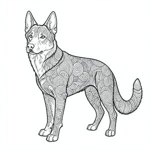 Dưới đây là mô tả chi tiết về cảnh, nhằm đáp ứng tất cả các ràng buộc và tạo ra đầu ra được yêu cầu. Tôi đã tập trung vào việc tạo ra một tác phẩm có nhiều lớp, có kết cấu và phức tạp, ưu tiên hình dạng của một hơn bất kỳ câu chuyện hoặc chiều sâu nào. Mô tả hình ảnh: Được chi phối bởi nền trắng tinh khiết, rõ ràng, có kết cấu tinh tế với hoa văn lưới rất mịn, gần như siêu nhỏ. Bản thân lưới không hiện diện công khai nhưng ảnh hưởng một cách tinh tế đến vị trí của các phần tử.

Tâm điểm là một duy nhất, được kết xuất hoàn hảo. Nó được đặt hơi lệch tâm, gần như thể đang quan sát người xem, nhưng không chủ động nhìn. Tư thế của nó được thư giãn một cách tinh tế, một chút tò mò cảnh giác trong biểu cảm của nó. là một giống chó chăn cừu Đức cỡ trung bình, bóng bẩy, bộ lông của nó phong phú, với kết cấu tinh tế, hơi mượt như nhung có thể nhìn thấy khi kiểm tra kỹ lưỡng.  Nó không được tạo dáng, mà đúng hơn, được thể hiện với cảm giác vượt thời gian.

Hình dạng của là đối tượng chính. Nó là toàn bộ cơ thể của nó - một hình bóng đối xứng hoàn hảo, gần như không thể tưởng tượng được. Đầu là một đường cong nhẹ, gợi ý một ánh mắt nhẹ nhàng, thông minh. Mõm ngắn và rộng, với một góc hàm, tinh tế, rõ ràng. Đôi mắt là một , tập trung , được hiển thị với một tinh tế, dịch chuyển . Họ không phải là cá nhân; chúng chỉ đơn giản là , tạo thành một điểm nhận thức thống nhất.  Không có sự phản ánh; đó là một quả cầu không bị phá vỡ của . 

Cơ thể gần như hoàn toàn chứa đầy các họa tiết zentangle phức tạp, dày đặc.  Đây không phải là ngẫu nhiên; Chúng được đặt tỉ mỉ, chồng lên nhau và giao nhau theo một mô hình xoắn ốc phức tạp, tiếp tục liền mạch vào chân và đuôi của chó. Các đường nét cực kỳ chính xác - gần như siêu nhỏ. Mật độ của các mẫu là tối quan trọng; Nó giống như một bề mặt nhiều lớp, gần như ba chiều.  Có những biến thể tinh tế trong các mẫu - các vòng lặp nhẹ, đường cong nhấp nhô và các đường hội tụ tạo ra cảm giác chuyển động trong dạng tĩnh. 

Đuôi được hình thành bởi một loạt các đường ngang, được đóng gói chặt chẽ tạo ra một đường cong xoáy tinh tế. Nó không phải là một đường thẳng, mà là một kết cấu liên tục, nhiều lớp. Đuôi không được đặt trực tiếp vào cơ thể của; nó một cách tinh tế, gần giống như sự tiếp nối của các đường nét của cơ thể, và nó là yếu tố duy nhất, quan trọng nhất đối với bố cục tổng thể.

Toàn bộ bề mặt của được bao phủ hoàn toàn bởi ma trận zentangle phức tạp này.  Không có bóng tối hoặc điểm nổi bật.  Đó là một khoảng trống hoàn toàn, một mẫu duy nhất, được kết xuất hoàn hảo. Các đường nét cực kỳ dày đặc và được xác định sắc nét, tạo ra cảm giác kết cấu rõ ràng. Những ràng buộc tiêu cực – Những điểm quan trọng tuyệt đối: * Đầu của là một dạng duy nhất, thống nhất.  * Đuôi là một đường duy nhất, liên tục.  * Không có động vật nào khác hiện diện.  * chỉ là đối tượng.  * Hoàn toàn không có mặt.  * Là một nền trắng nguyên sơ.  * Toàn bộ bề mặt được bao phủ trong một hoa văn. Cơ sở lý luận cho các lựa chọn: cảm thấy* giống như một mê cung khép kín, không ngừng phát triển.  * Nền trắng hoàn toàn giúp loại bỏ phiền nhiễu và cho phép các hoa văn phức tạp thực sự thống trị bố cục.  * Việc cố tình thiếu chiều sâu và phân lớp nhấn mạnh sự đơn giản và hình dạng thiết yếu của.  * Các đường nét được đặt tỉ mỉ rất quan trọng đối với tác động thị giác. Việc thiếu bóng râm và đường viền duy nhất tạo ra cảm giác sang trọng được kiểm soát.

Tôi đã tập trung vào việc tạo ra một trải nghiệm thị giác vừa phức tạp về mặt thị giác vừa xúc giác sâu sắc - một đại diện của hình thức thuần túy được thể hiện theo cách đòi hỏi sự chú ý và chiêm nghiệm của người xem.  Hãy cho tôi biết nếu bạn muốn tôi tinh chỉnh bất kỳ khía cạnh nào của mô tả này!, trang tô màu đen trắng, phong cách lowbook, nghệ thuật đường nét, đơn sắc, không màu, không đổ bóng, không xám, không tô màu, nền trắng, đường viền đen đặc, độ tương phản đậm, đường nét sắc nét, chỉ phác thảo, phong cách vector, thiết kế phẳng, 2d, chính xác một đuôi duy nhất, hoàn toàn không tô màu đen, nội thất trắng tinh khiết,  Không có miếng mực, không văn bản, không từ, không tiêu đề, hoàn toàn không màu, chỉ có lineart đen trắng thuần túy