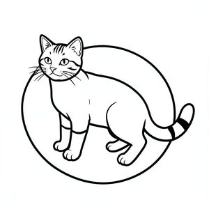 Dưới đây là mô tả về một cảnh có một con mèo, tuân thủ tất cả các quy tắc và thông số kỹ thuật: Mô tả: Một bản vẽ đường thang độ xám, rất chi tiết của một con mèo mướp. Con mèo ở giữa, hơi hướng về bên trái. Đầu của nó được đặt ở trên cùng, với một đường cong nhẹ ở cổ. Đuôi mở rộng sang phải, uốn lượn duyên dáng. Cơ thể là một hình chữ nhật đơn giản, hơi thuôn dài, tạo thành phần gốc của mèo. Nền là một mảng đá nhỏ, hình tròn, có kết cấu tinh tế. Các đường nét dày và đậm, tạo ra một đường viền mạnh mẽ, rõ ràng. Toàn bộ hình ảnh bị chi phối bởi một đường vẽ kiên định.  Không có bóng râm.  Trọng tâm hoàn toàn là hình dạng của con mèo. Các yếu tố chính: * Mèo mướp đơn * Hình tròn, miếng dán đá * Đậm, dày, đường viền.  * Không có màu.  * Không đổ bóng.  * Không .  * Không có thêm chi hoặc tính năng.  * Chỉ có một con mèo.  * Đuôi mở rộng sang phải.  * Mèo là một thực thể duy nhất.  * Con mèo tĩnh.

Hãy cho tôi biết nếu bạn muốn tôi tinh chỉnh điều này thêm!, tranh tô màu đen trắng, phong cách lowbook, nghệ thuật đường nét, đơn sắc, không màu, không đổ bóng, không xám, không tô màu, nền trắng, đường viền đen đặc, độ tương phản đậm, đường nét sắc nét, chỉ phác thảo, phong cách vector, thiết kế phẳng, 2d, chính xác một đuôi duy nhất, hoàn toàn không tô màu đen, nội thất trắng tinh khiết, không có miếng mực,  Không văn bản, không từ, không tiêu đề, hoàn toàn không màu, chỉ có lineart đen trắng thuần túy