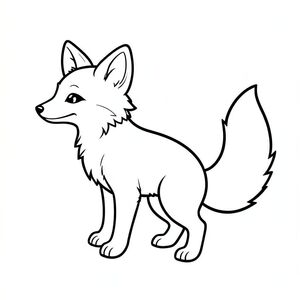 Một con cáo nhỏ, mịn màng., trang tô màu đen trắng, phong cách lowbook, nghệ thuật đường nét, đơn sắc, không màu, không bóng, không xám, không tô màu, nền trắng, đường viền đen đặc, độ tương phản đậm, đường nét sắc nét, chỉ phác thảo, phong cách vector, thiết kế phẳng, 2d, chính xác một đuôi duy nhất, hoàn toàn không tô màu đen, nội thất trắng tinh khiết, không có miếng mực, không có văn bản, không có từ, không có tiêu đề,  Hoàn toàn không có màu, chỉ có lineart đen trắng thuần túy