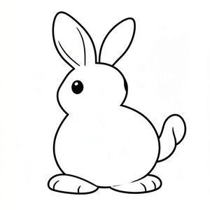 Thỏ hạnh phúc., trang tô màu đen trắng, phong cách lowbook, nghệ thuật đường nét, đơn sắc, không màu, không bóng, không xám, không điền, nền trắng, đường viền đen đặc, độ tương phản đậm, đường nét sắc nét, chỉ phác thảo, phong cách vector, thiết kế phẳng, 2d, chính xác một đuôi duy nhất, hoàn toàn không tô màu đen, nội thất trắng tinh khiết, không có miếng mực, không có văn bản, không từ, không có tiêu đề, hoàn toàn không có màu,  Chỉ Pure Black and White Linarts