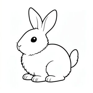 Một chú thỏ nhỏ, mịn., trang tô màu đen trắng, phong cách lowbook, nghệ thuật đường nét, đơn sắc, không màu, không bóng, không xám, không điền, nền trắng, đường viền đen đặc, tương phản đậm, đường nét sắc nét, chỉ phác thảo, phong cách vector, thiết kế phẳng, 2d, chính xác một đuôi duy nhất, hoàn toàn không tô màu đen, nội thất trắng tinh khiết, không có miếng mực, không có văn bản, không có từ, không có tiêu đề,  Hoàn toàn không có màu, chỉ có lineart đen trắng thuần túy