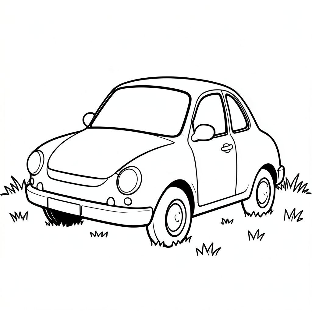 :

Một chiếc ô tô nhỏ kiên nhẫn ngồi trên một cánh đồng cỏ. Một đèn pha màu trắng duy nhất tỏa sáng rực rỡ, phản chiếu ánh sáng mặt trời. Thân xe trơn tru và đơn giản, với nội thất trắng sạch sẽ. Đó là một khung cảnh yên bình, mời gọi một cái chạm nhẹ nhàng., tranh tô màu đen trắng, phong cách lowbook, nghệ thuật đường nét, đơn sắc, không màu, không bóng, không xám, không tô màu, nền trắng, đường viền đen đặc, độ tương phản đậm, đường nét sắc nét, chỉ phác thảo, phong cách vector, thiết kế phẳng, 2d, chính xác một đuôi duy nhất, hoàn toàn không tô màu đen, nội thất trắng tinh khiết, không có miếng mực, không có văn bản,  Không từ, không tiêu đề, hoàn toàn không màu, chỉ có lineart đen trắng thuần túy