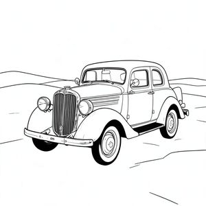 Hình ảnh mô tả một hình bóng độc đáo, được kết xuất tỉ mỉ của một chiếc Ford Model A cổ điển, vào khoảng năm 1938. Chiếc xe được đặt trên một vùng cát rộng lớn, nhấp nhô, gần như trắng xương, trải dài đến một đường chân trời xa xôi được xác định bởi một mờ mịt, tinh tế. Cát mịn màng đáng kể, phản chiếu sự mờ nhạt, khuếch tán của bầu trời u ám vĩnh viễn. Hình dáng của chiếc xe được xác định rõ ràng, hình chữ nhật của nó tương phản hoàn toàn với cảnh quan nhấp nhô. Các tấm cản mạ crôm của nó được đánh bóng đến độ bóng cao, phản chiếu ánh sáng tắt tiếng với ánh sáng lung linh tinh tế, gần như không thể nhận thấy. Phần đầu xe bị chi phối bởi lưới tản nhiệt nổi bật, gần như góc cạnh mạnh mẽ, lớp mạ crôm được làm mờ một cách tinh tế, để lộ những khuyết điểm tinh tế - một sự đổi màu nhẹ xung quanh các cạnh. Một đèn pha hình tròn, quá khổ, thống trị góc phần tư phía trên bên trái, thấu kính của nó là kim loại được đánh bóng. Phần đuôi xe cũng nổi bật không kém, có mui xe thấp, hơi cong và đèn hậu duy nhất, hướng thẳng đứng, cũng mạ crôm, hơi nghiêng lên trên. Thân xe có màu , gần như bầm tím, màu hơi đậm về phía dưới xe. Hình dạng cơ thể góc cạnh tinh tế, gợi ý về tính thẩm mỹ cổ điển, hơi mòn. Khung gầm là một , gần như trong mờ , cho thấy một bề mặt phong hóa.  Tư thế của chiếc xe được cố tình nghiêng một chút sang trái, tạo cảm giác mất cân bằng nhẹ và nhấn mạnh sự hiện diện đơn độc của nó. Cát bên dưới xe là một lớp đồng nhất, có kết cấu tinh tế để gợi ý một lớp mịn, hạt.  Ấn tượng tổng thể là một trong những sự yên tĩnh, vượt thời gian và sự sang trọng tinh tế, một hình thức duy nhất, quan trọng trên nền đơn sắc rộng lớn.  Hình dáng của chiếc xe cực kỳ chi tiết, nhấn mạnh các góc chính xác và những đường cong tinh tế trong thiết kế của nó. Trọng lượng của chiếc xe được ngụ ý một cách tinh tế thông qua độ cong nhẹ của khung gầm, cho thấy một tuổi đời đáng kể.  Vị trí của xe được cố tình cô lập, thiếu bất kỳ yếu tố xung quanh nào.

---

<start_of_image>, trang tô màu đen trắng, Phong cách sách thấp, Nghệ thuật đường nét, Đơn sắc, Không màu, Không đổ bóng, không có màu xám, Không điền, nền trắng, Đường viền đen đặc, Độ tương phản đậm, Đường nét sắc nét, Chỉ phác thảo, Phong cách vector, Thiết kế phẳng, 2D, chính xác một đuôi duy nhất, Hoàn toàn không tô màu đen, Nội thất trắng tinh khiết, không có miếng mực, không có văn bản, không có từ, không có tiêu đề, hoàn toàn không có màu,  Chỉ Pure Black and White Linarts