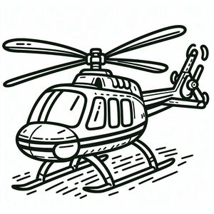 A black and white drawing of a helicopter 4