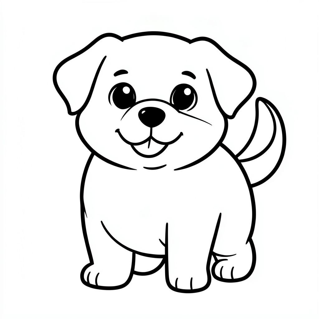 : Màu sắc Mô tả: Một nhỏ, mũm mĩm với biểu cảm vui vẻ, mở to mắt. Các đường dày, đậm, hơi cong xác định hình dạng của nó. Đầu của được căn giữa hoàn hảo và đuôi của nó uốn cong duyên dáng phía sau. đơn giản và đáng yêu, một hình dạng nhỏ hoàn hảo., tô màu, nghệ thuật đường nét, nền trắng