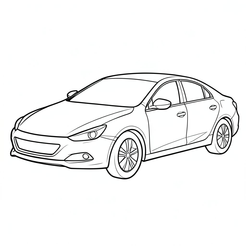 Hình thức là một chiếc sedan đơn, kiểu dáng đẹp. Khung gầm của nó có góc nhọn, gần như là một cái nêm. Phần đầu xe là một hình elip hoàn hảo, kiên định, đỉnh điểm là một đèn pha nhỏ, âm trần – một đèn duy nhất, tập trung mạnh mẽ, . Cơ thể là một đường mượt mà, không bị đứt gãy, gần như , phản chiếu với ánh sáng tinh tế, mát mẻ. Phía sau cũng tuyến tính tương tự, hơi thuôn nhọn đến một điểm nhọn. Chiều dài của xe chính xác là 4,8 mét. Hình bóng được xác định cứng nhắc, nhấn mạnh sự vắng mặt của bất kỳ chi tiết không liên quan nào., trang màu, nghệ thuật đường nét, nền trắng