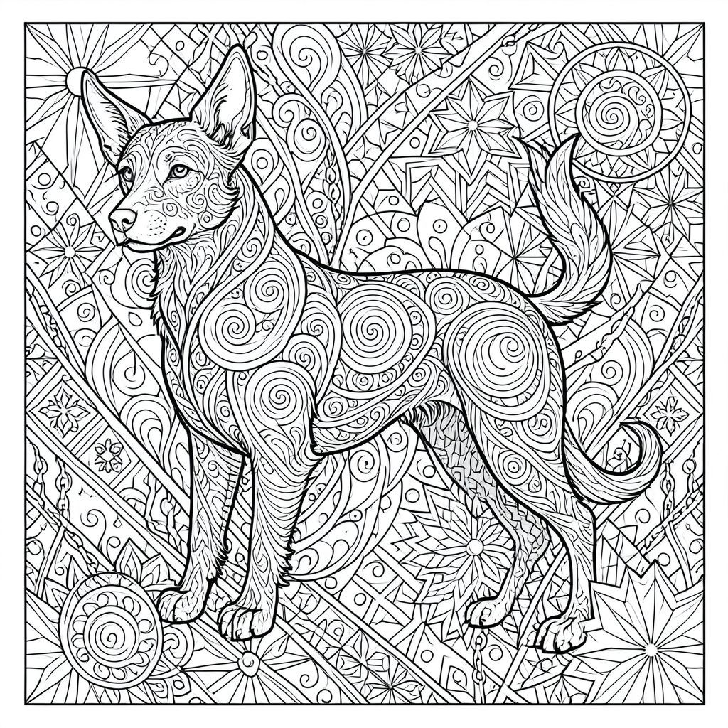 Nghiên cứu về dòng chảy: Chú chó kỳ dị Bắt đầu một hành trình thiền định với thiết kế lấy cảm hứng từ Zentangle đặc biệt chi tiết này, tập trung vào một chú chó đơn lẻ quyến rũ. Mở ra như một tấm thảm phong phú gồm các hoa văn xoáy, đòi hỏi sự chú ý tập trung và bổ ích cho sự khám phá của bệnh nhân.  Hãy tưởng tượng một, được điêu khắc hoàn toàn từ các đường nét phức tạp, hình thức của nó là một điệu nhảy đầy mê hoặc của các họa tiết lặp đi lặp lại. Bắt đầu với cốt lõi nền tảng của các hoa văn cong chồng lên nhau - xoắn ốc chặt chẽ, tua chảy và vòng lặp tinh tế - xác định cái đầu, gợi ý một cách tinh tế một cái mõm quý phái và đôi mắt thông minh. Cơ thể được xây dựng với một mạng lưới phức tạp gồm các vòng tròn đồng tâm và các đường tỏa ra, tạo cảm giác chuyển động và duyên dáng.  Phần đuôi, đối lập giữa các đường cong nhịp nhàng và góc nhọn, tạo thêm yếu tố năng động cho bố cục. Quan sát cách các hoa văn chuyển đổi liền mạch, làm mờ ranh giới giữa hình thức và trang trí. Bản thân hậu cảnh là một trường dày đặc, nhiều lớp gồm các mẫu hình học phức tạp - tessellations, tỏa sáng dạng sao và chuỗi tinh tế - mang lại kết cấu hình ảnh phong phú bổ sung cho đối tượng chó.  Đây không chỉ đơn giản là một bản vẽ; đó là một lời mời để đánh mất chính mình trong quá trình sáng tạo. Cho phép các mẫu hướng dẫn bàn tay của bạn, tạo ra sự cân bằng hài hòa giữa sự phức tạp và thanh thản. Mật độ chi tiết là tối quan trọng - mỗi đường góp phần tạo nên hiệu ứng tổng thể, đòi hỏi sự thực hiện tỉ mỉ. Hãy để các hình dạng xoáy bao bọc, biến nó thành hiện thân sống động của dòng chảy và yên tĩnh. Chỉ tập trung vào hình dạng chó đẹp, độc đáo. Hãy để các mẫu quyết định không gian. Đây là một thiết kế để tập trung và đánh giá cao nghệ thuật Zentangle., trang màu, nghệ thuật đường nét, nền trắng