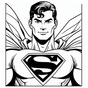 A black and white image of a man in a superman costume